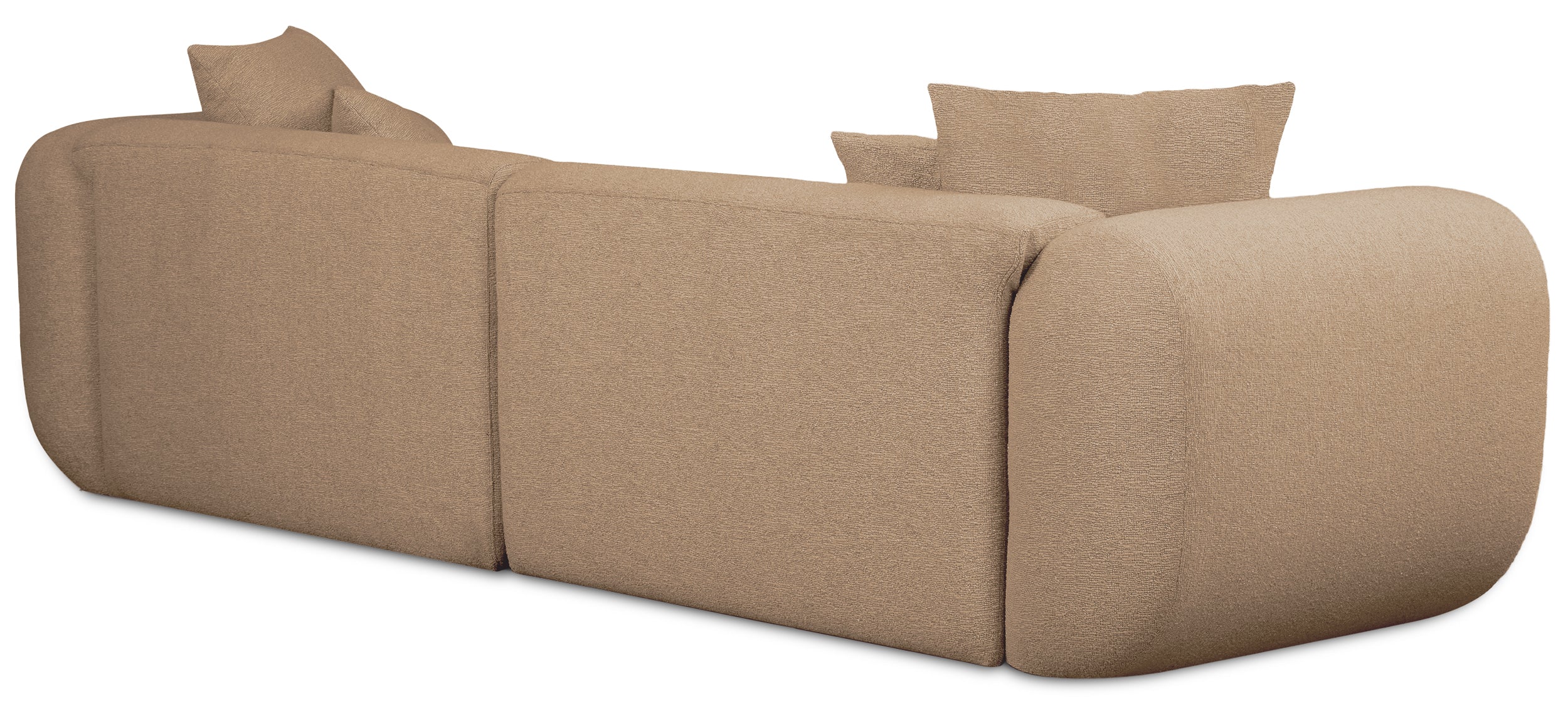Modulares Ecksofa Baomi in L-Form mit Ottomanen, rechtsseitig, senfgelber Chenillestoff
