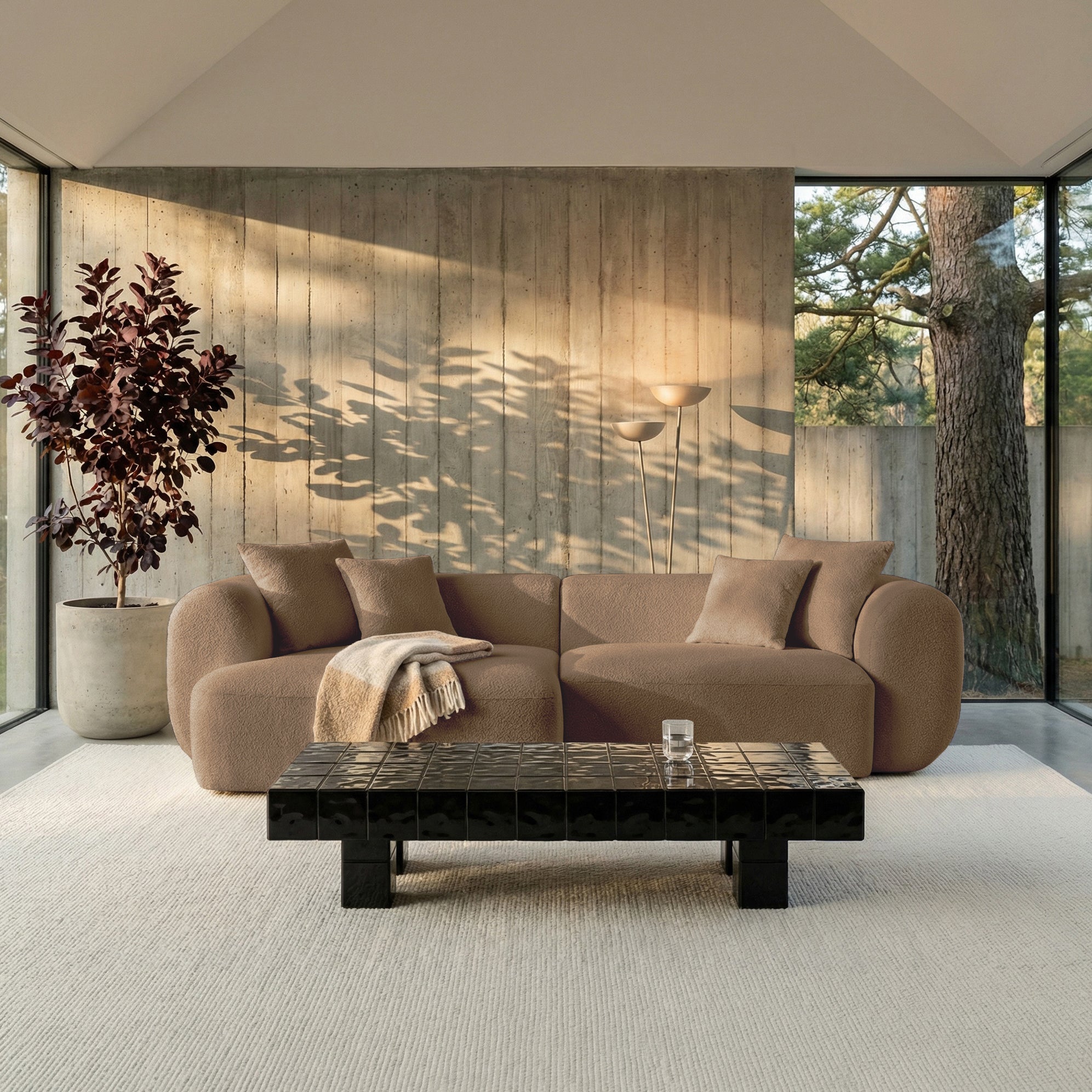Modulares Ecksofa Baomi, L-förmig, linksseitig, senfgelber Chenillestoff