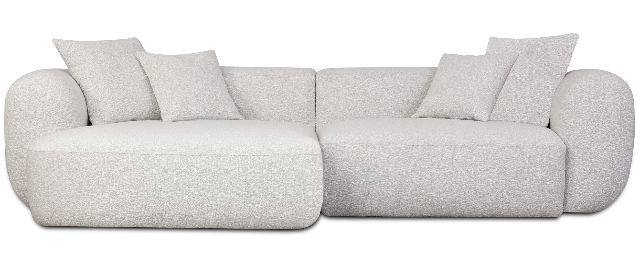 Modulare Eckcouch Baomi L-förmig mit Hocker, linksseitig, grau-beige Chenille