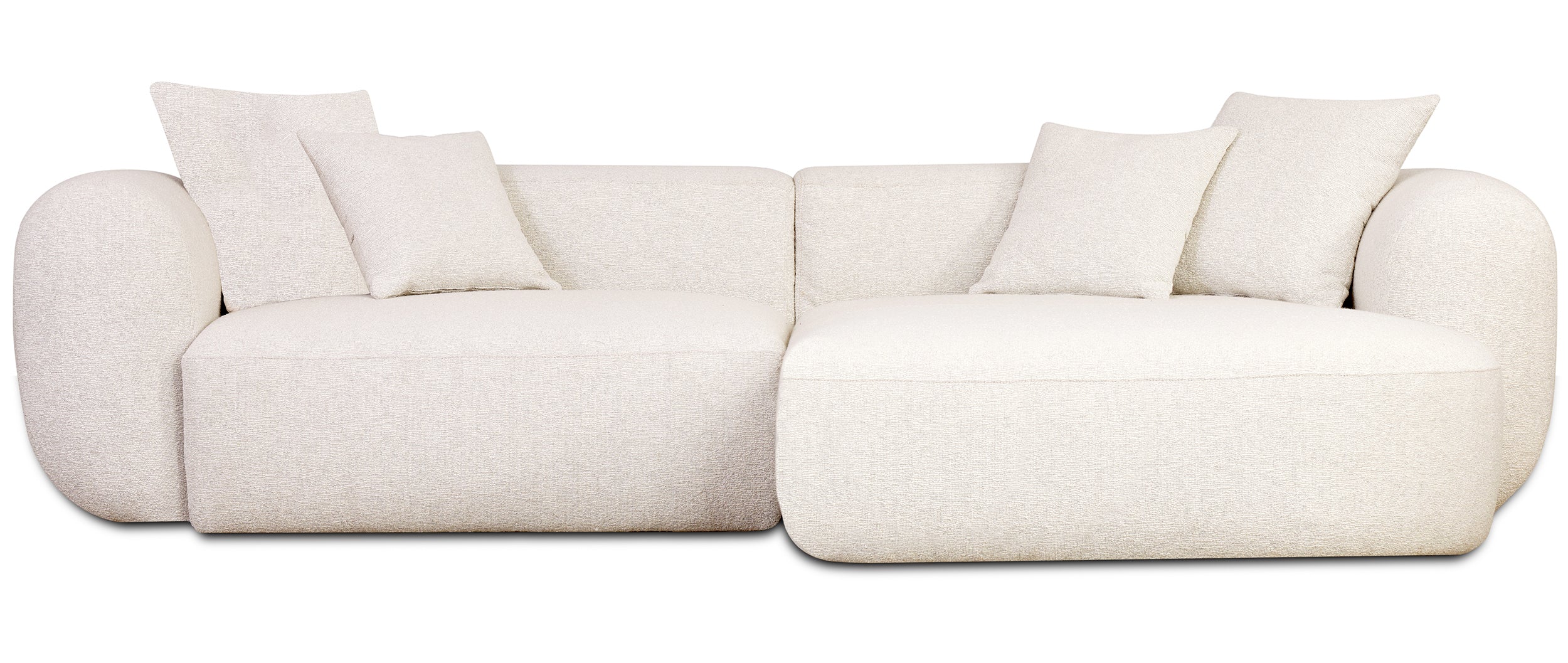 Modulare Eckcouch Baomi, L-förmig, rechtsseitig, cremefarben, Chenille