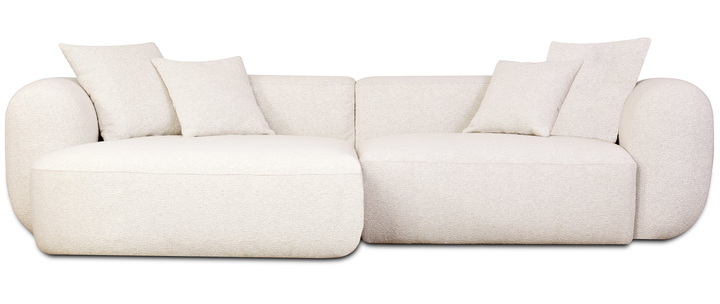 Modulares Ecksofa Baomi, L-förmig, linksseitig, cremefarben, Chenille