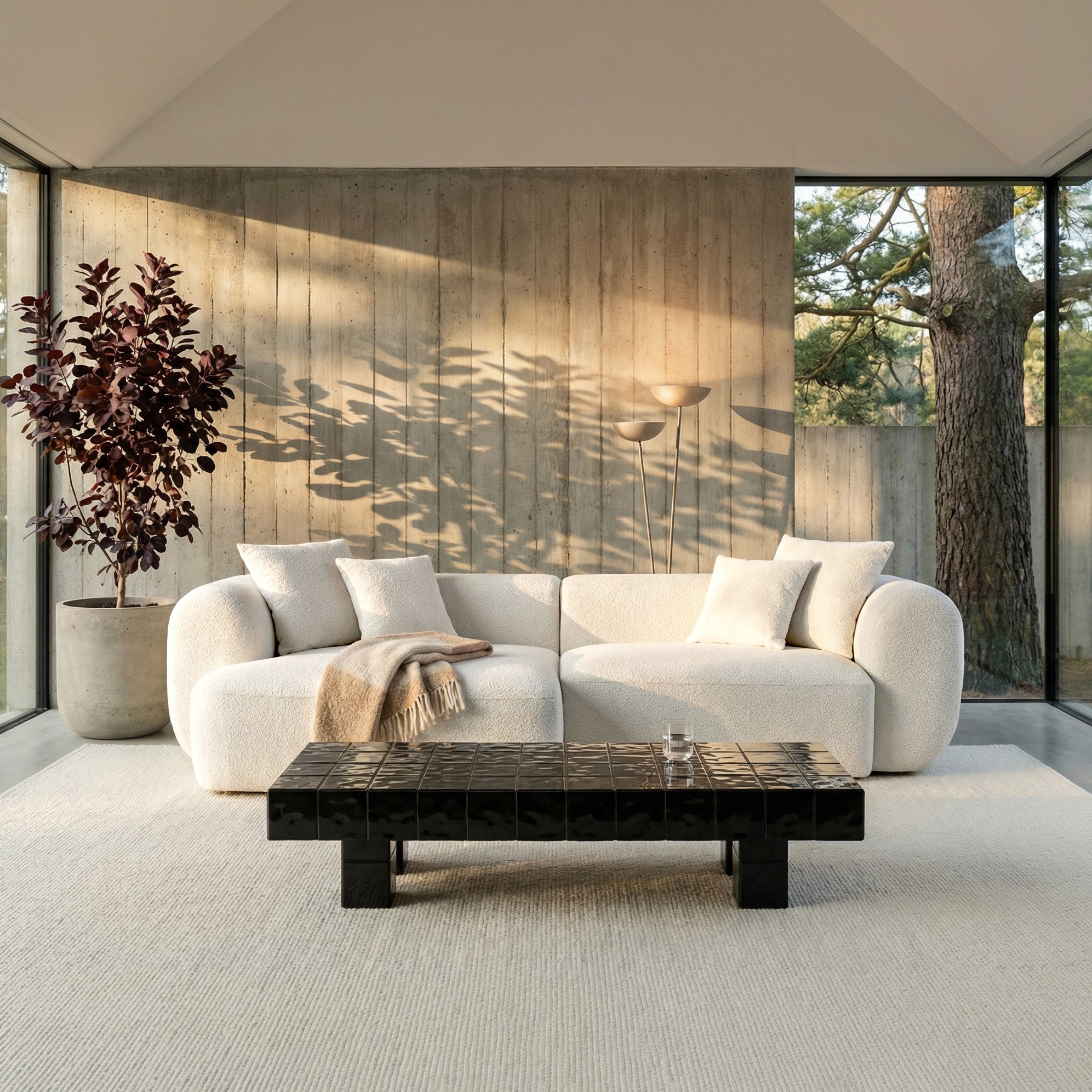 Modulares Ecksofa Baomi, L-förmig, linksseitig, cremefarben, Chenille
