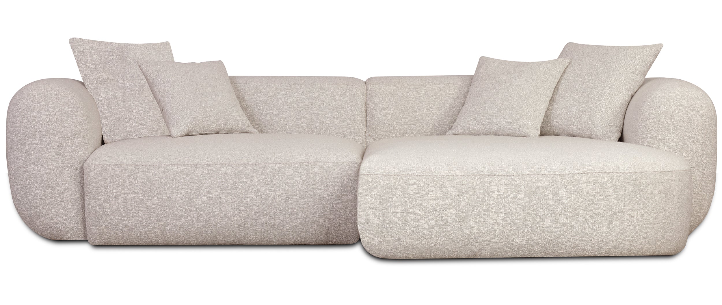 Modulares Ecksofa Baomi, L-förmig, rechtsseitig, hellbeige Chenille