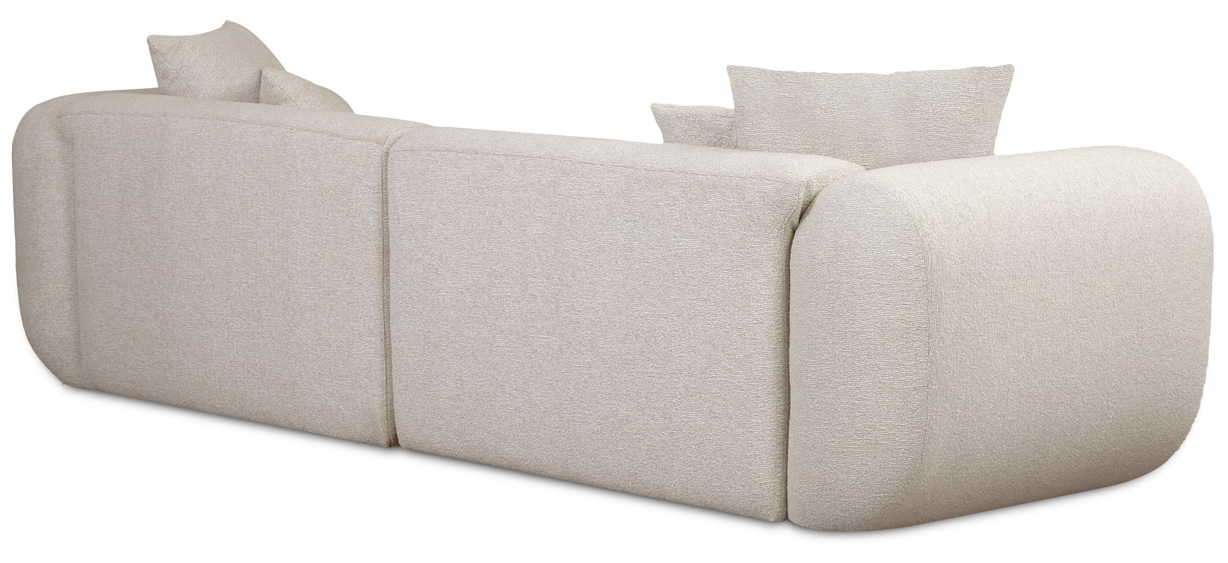 Modulares Ecksofa Baomi L-förmig mit Hocker, linksseitig, hellbeige Chenille
