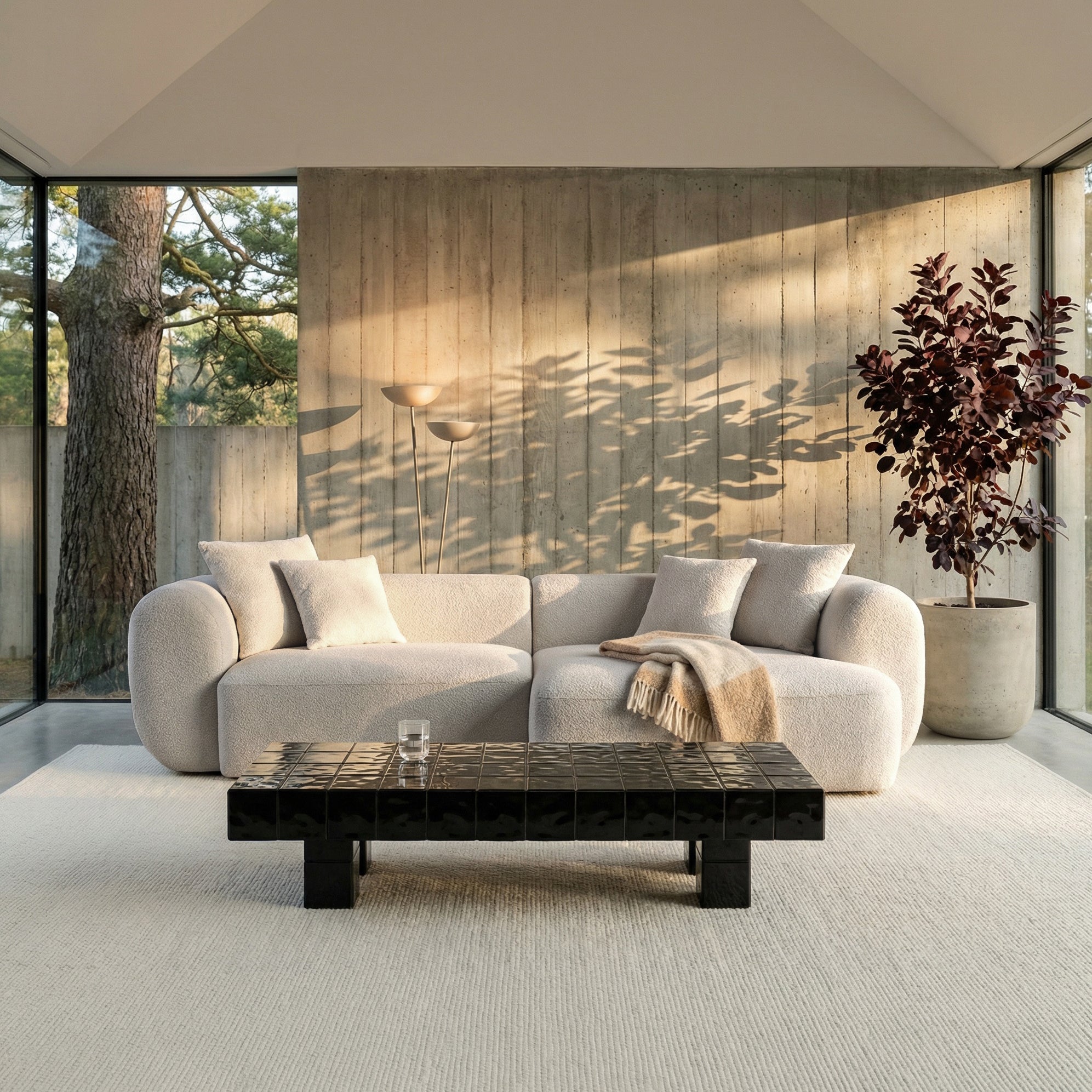 Modulares Ecksofa Baomi, L-förmig, rechtsseitig, hellbeige Chenille