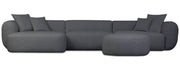 Großes L-förmiges Baomi Modul-Ecksofa mit Hocker, linksseitig, dunkelgrauer Chenille-Stoff