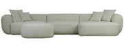 Modulares Ecksofa Baomi, großes L-förmiges, mit Hocker, rechtsseitig, Salbeigrün, Chenille
