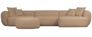Großes L-förmiges modulares Ecksofa Baomi mit Pouf, rechtsseitig, senfgelber Chenille-Stoff