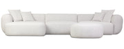 Modulares Ecksofa Baomi, groß, L-förmig, mit Pouf, linksseitig, grau-beige Chenille