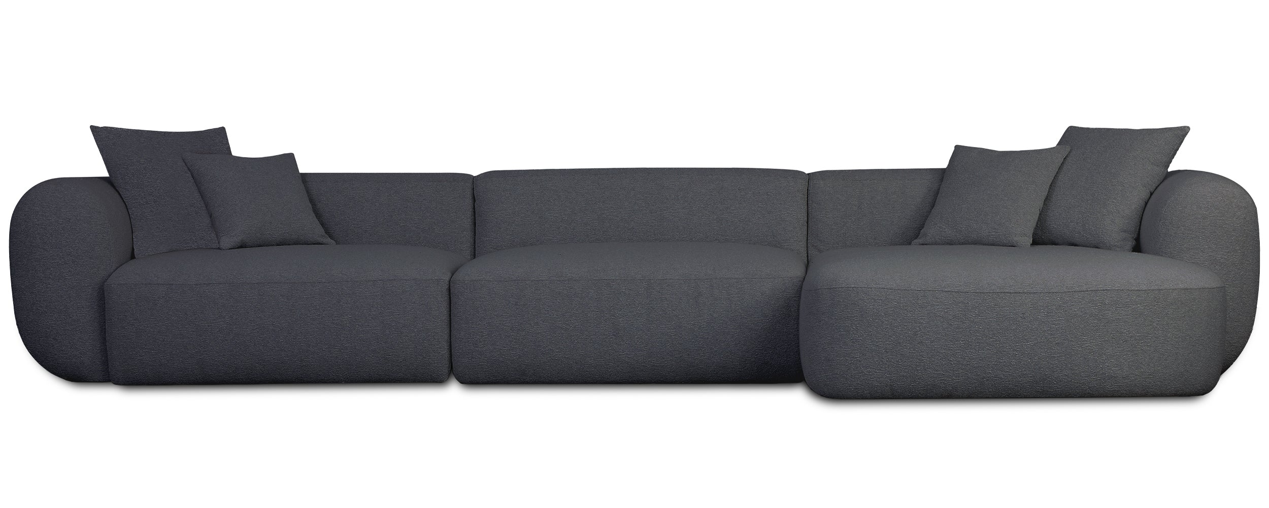 Modulares Ecksofa Baomi, groß, L-förmig, rechtsseitig, dunkelgrauer Chenille-Bezug