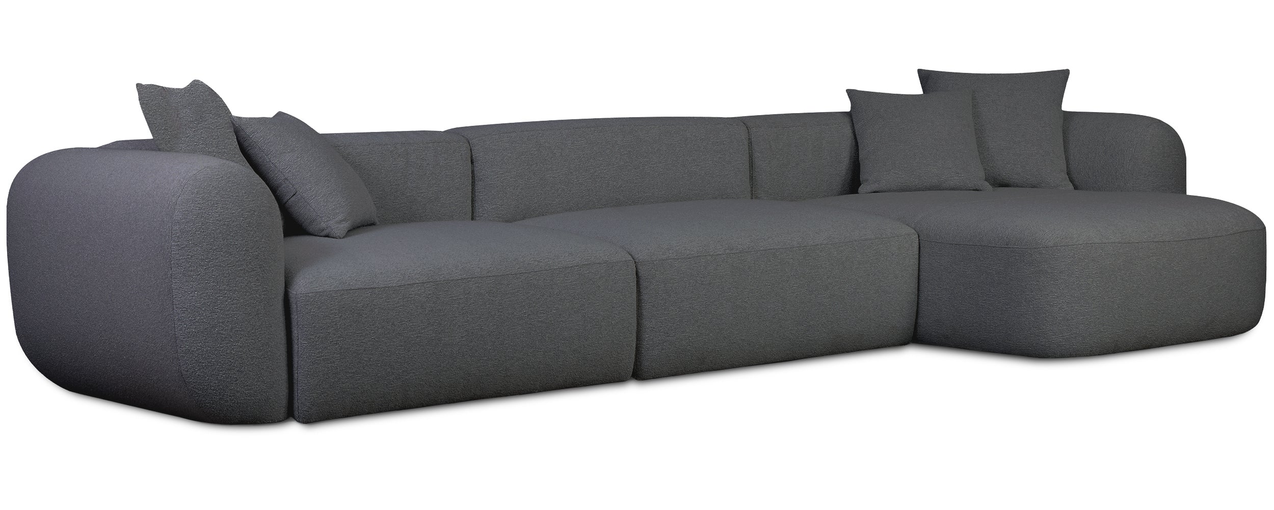 Modulares Ecksofa Baomi, groß, L-förmig, rechtsseitig, dunkelgrauer Chenille-Bezug