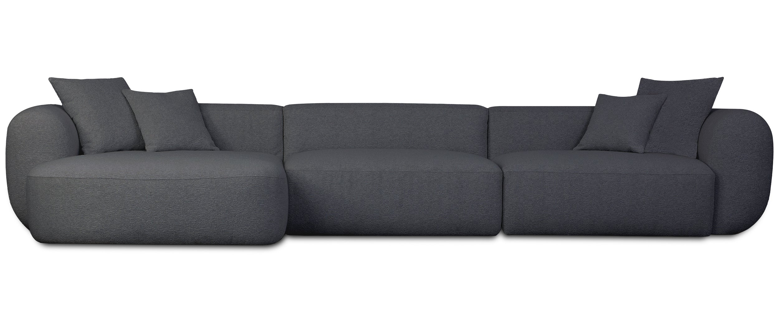 Modulares Ecksofa Baomi L-förmig groß, linksseitig, dunkelgrauer Chenille-Stoff