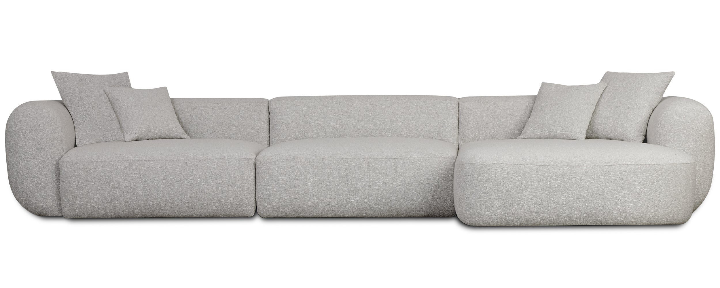 Modulares Ecksofa Baomi, groß, L-förmig, rechtsseitig, hellgrauer Chenille-Stoff