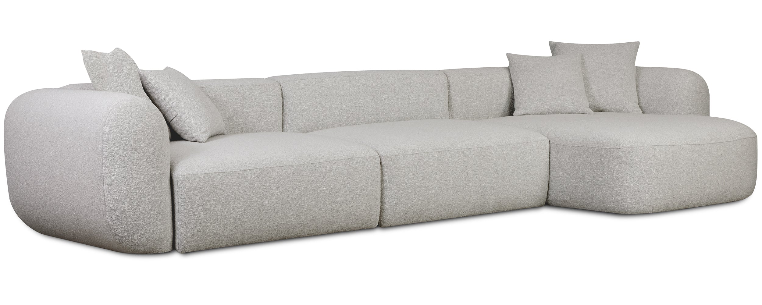 Modulares Ecksofa Baomi, groß, L-förmig, rechtsseitig, hellgrauer Chenille-Stoff