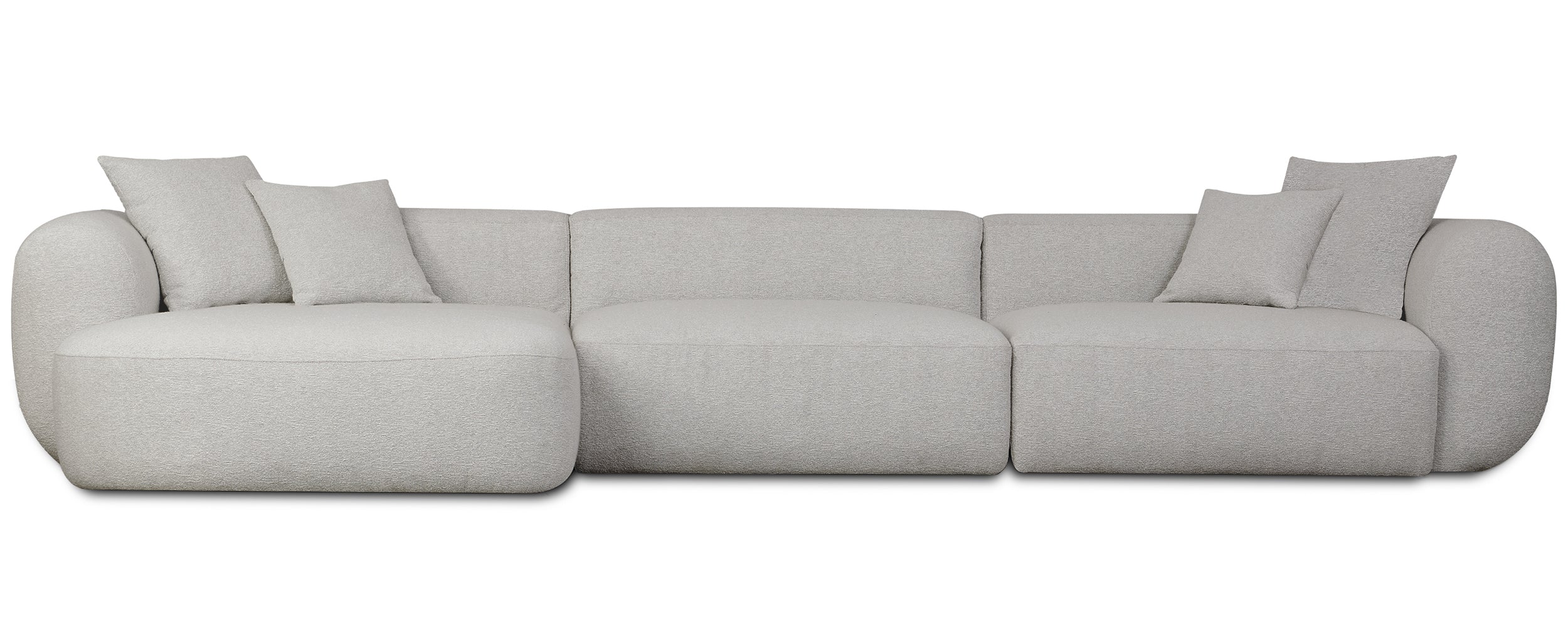 Modulares Ecksofa Baomi, groß, L-förmig, linksseitig, hellgrauer Chenille-Stoff