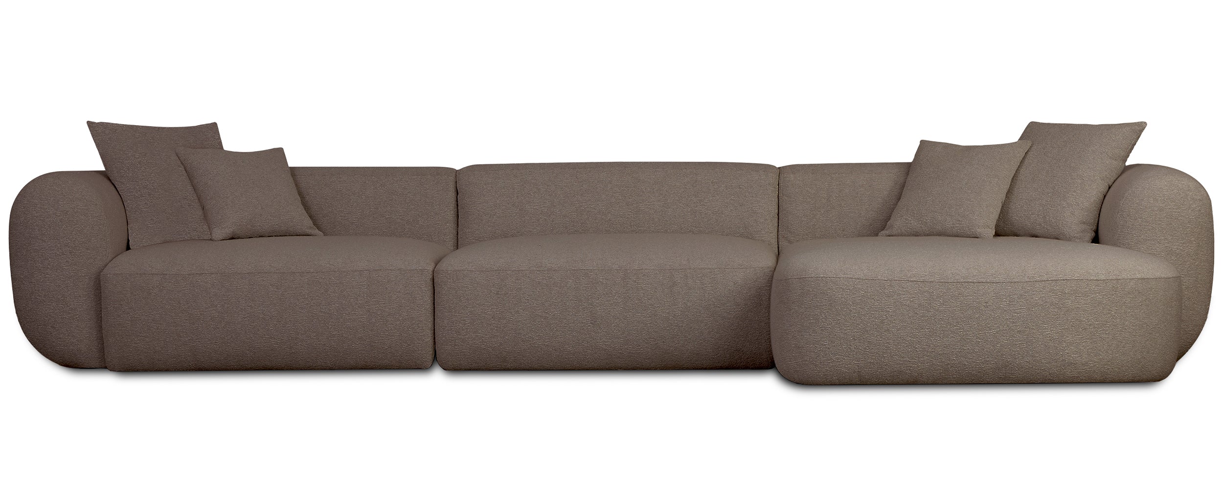 Modulares Ecksofa Baomi, großes L-förmiges, rechtsseitiges Modell, hellbraunes Chenille