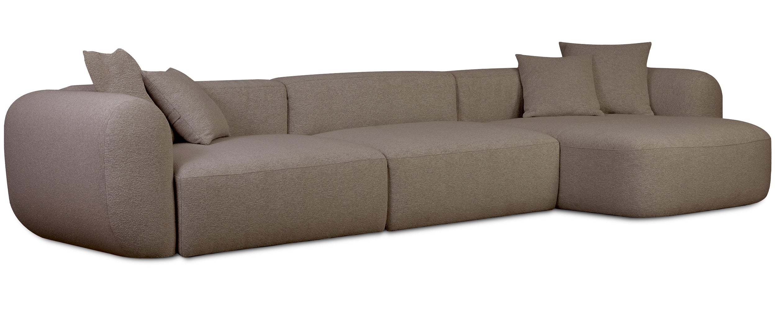Modulares Ecksofa Baomi, großes L-förmiges, rechtsseitiges Modell, hellbraunes Chenille