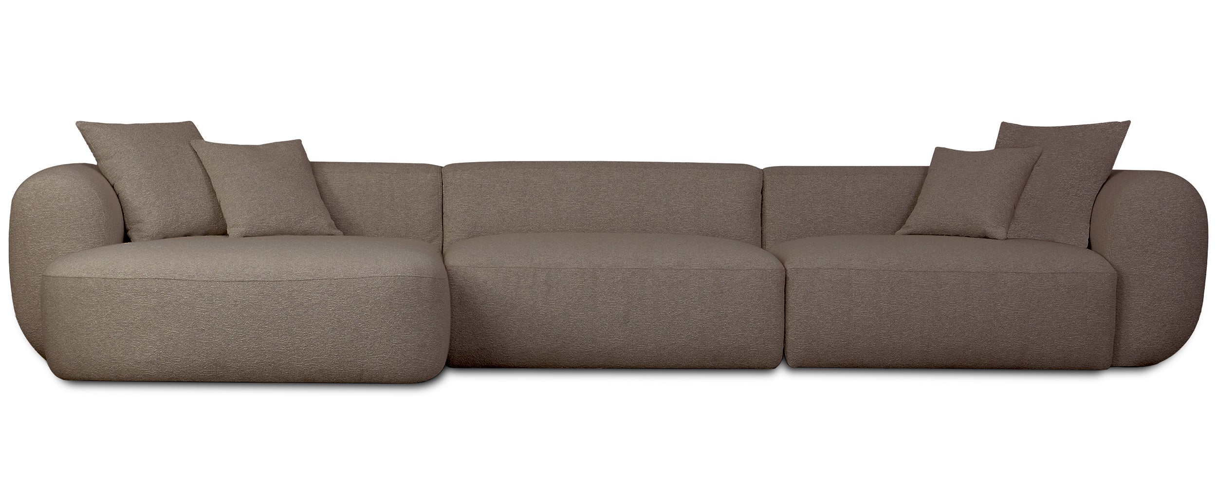 Modulares Ecksofa Baomi, groß, L-förmig, links, hellbraunes Chenille