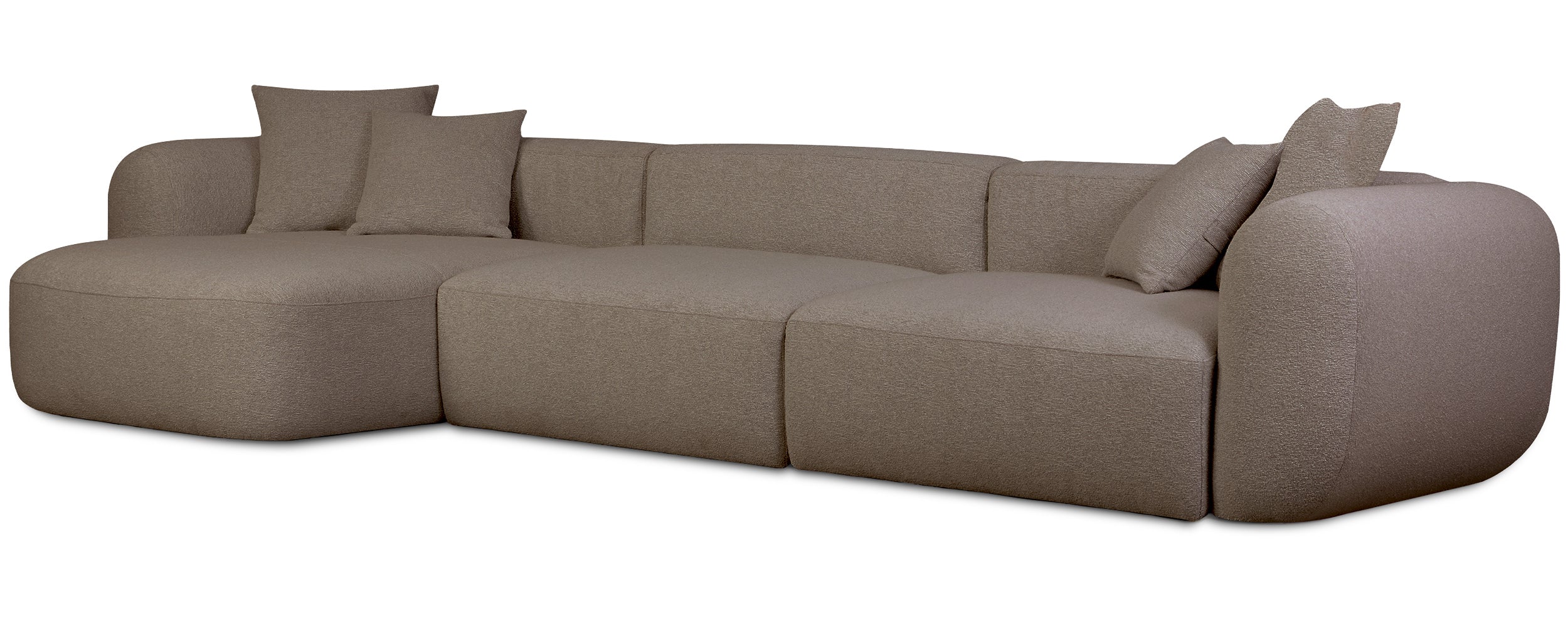 Modulares Ecksofa Baomi, groß, L-förmig, links, hellbraunes Chenille