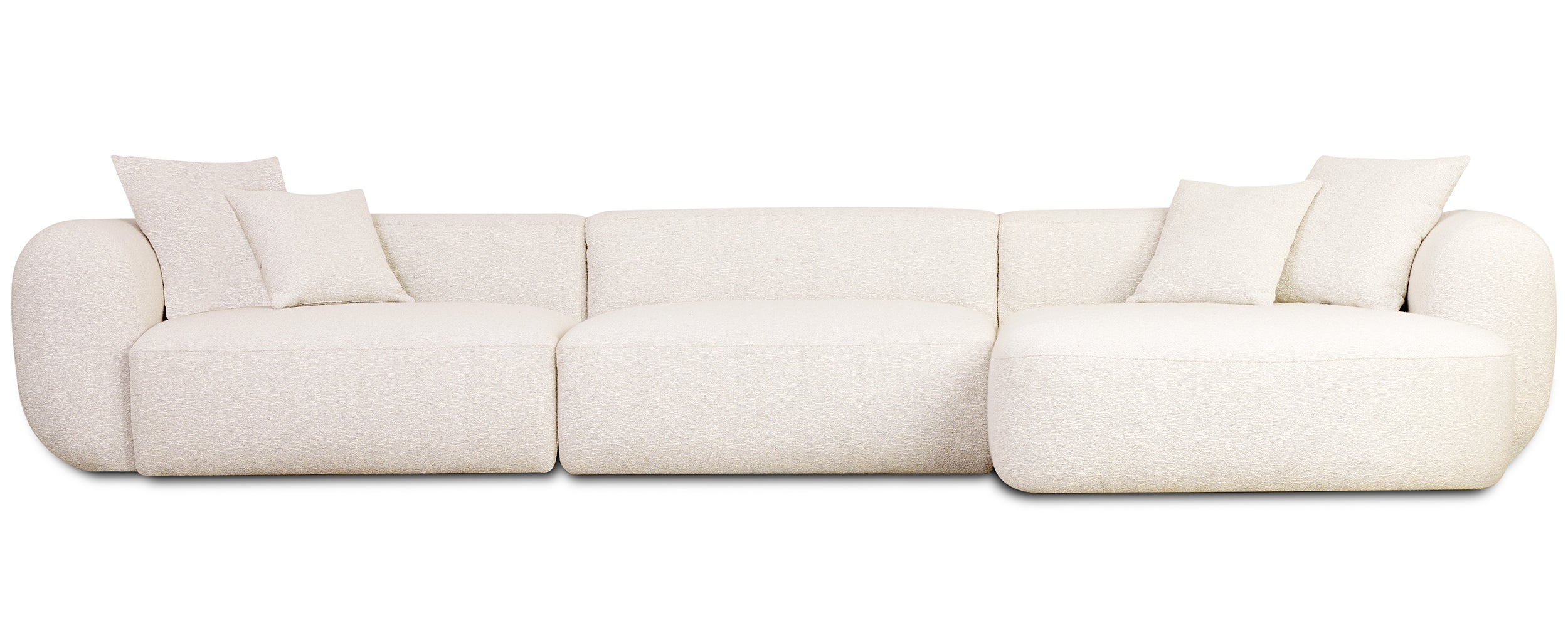 Modulares Ecksofa Baomi, groß, L-förmig, rechtsseitig, cremefarben, Chenille