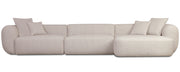 Modulares Ecksofa Baomi, großes L-förmiges, rechtsseitiges, hellbeiges Chenille