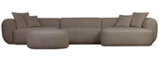 Modulares Ecksofa Baomi, großes L-förmiges, rechtsseitiges Modell mit Hocker, hellbraunes Chenille