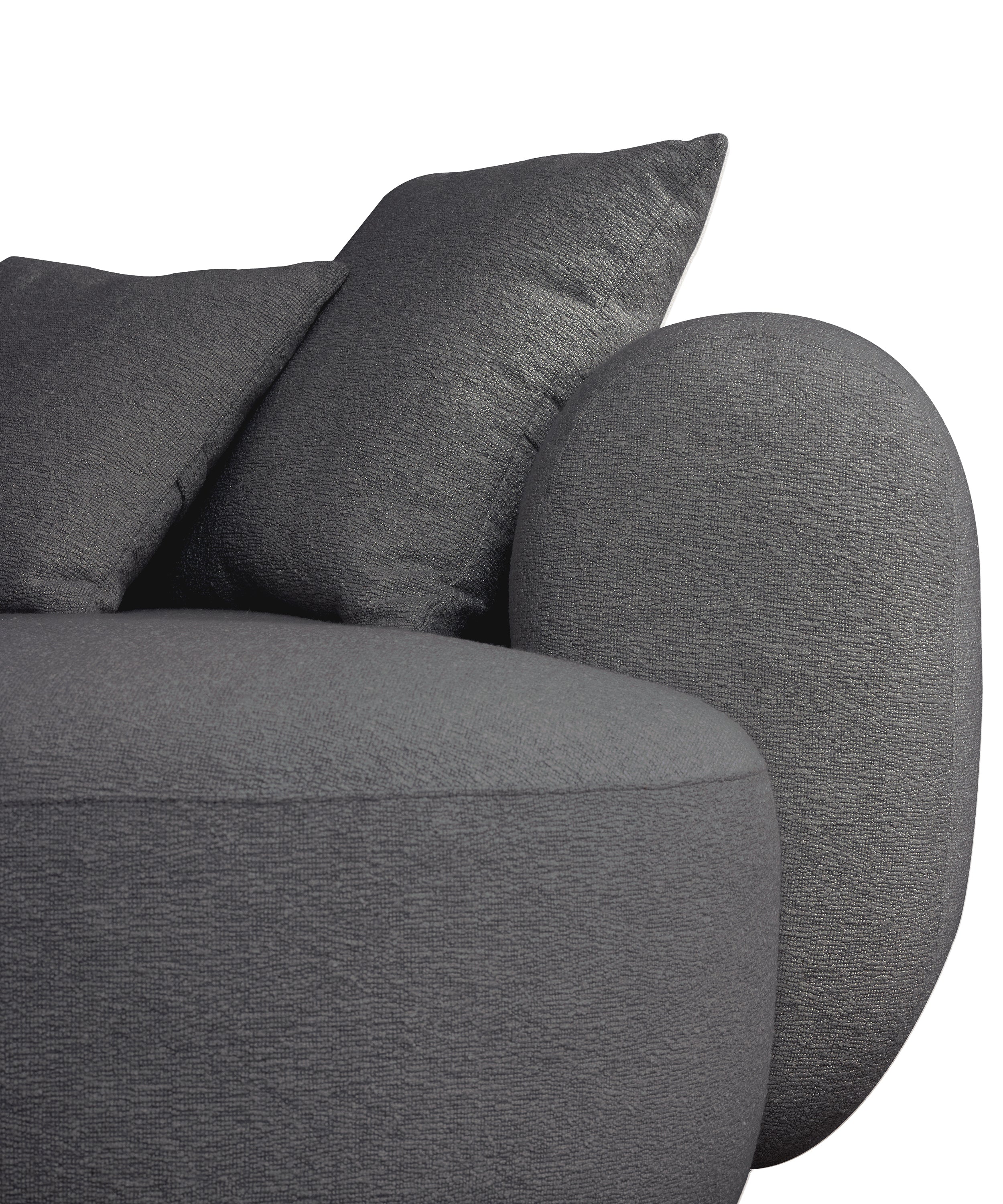 Großes L-förmiges Baomi Modul-Ecksofa mit Hocker, linksseitig, dunkelgrauer Chenille-Stoff