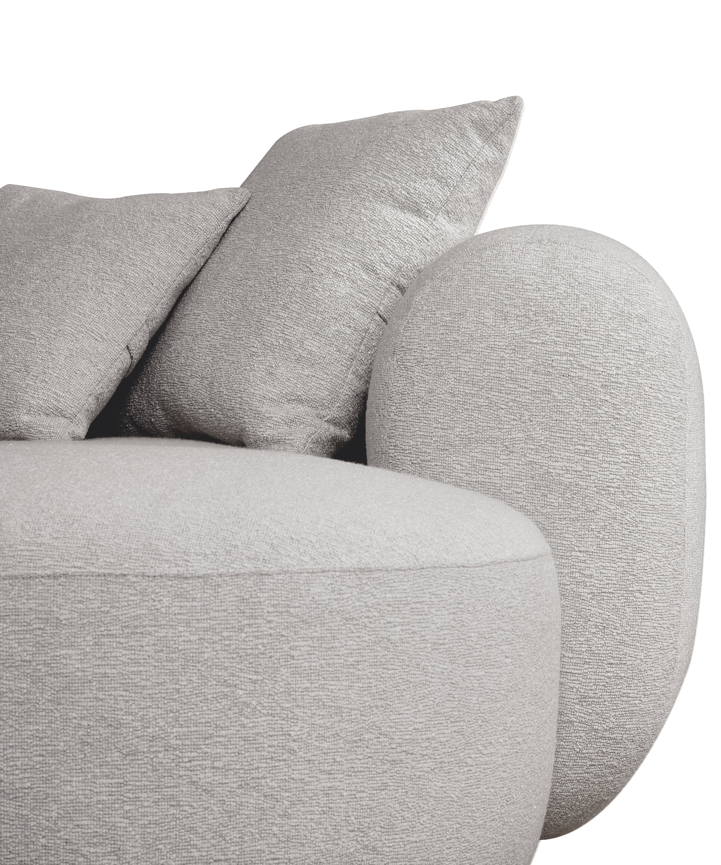 Modulares Ecksofa Baomi, L-förmig, linksseitig, hellgrauer Chenille-Stoff
