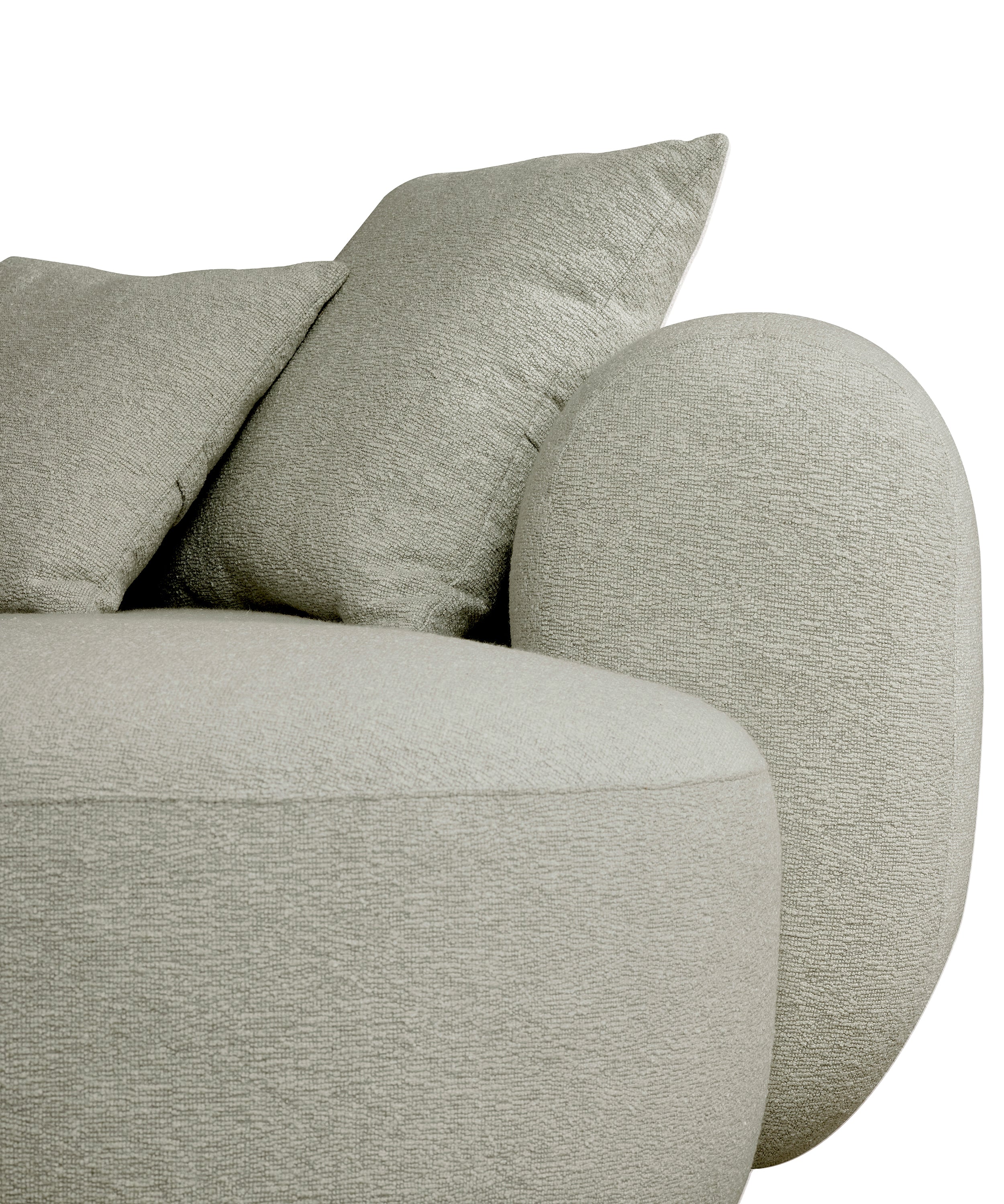 Modulare Eckcouch Baomi, großes L-förmiges Sofa mit Hocker, linksseitig, salbeigrüner Chenille-Stoff