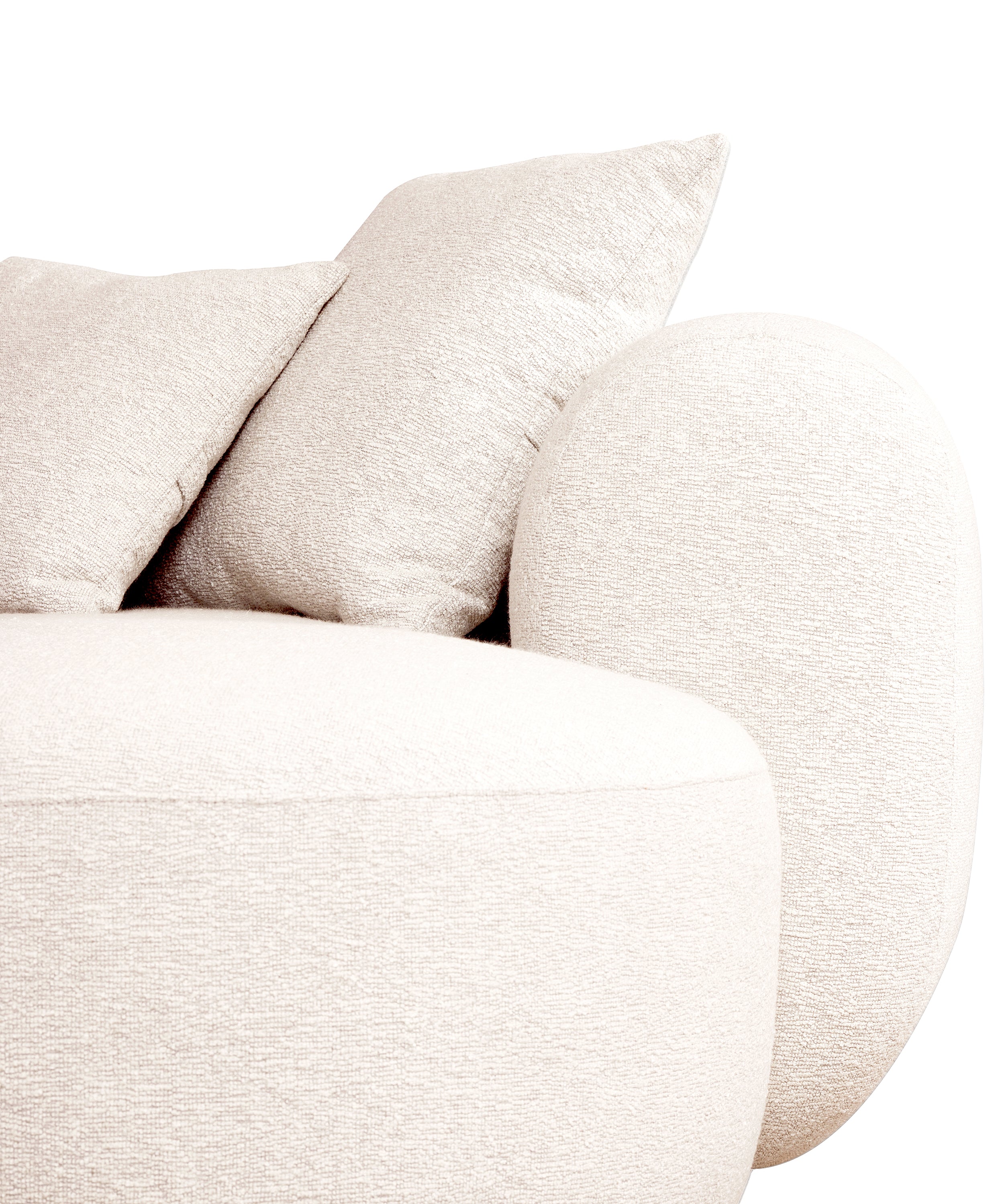Modulares Ecksofa Baomi L-förmig groß linksseitig cremefarben Chenille