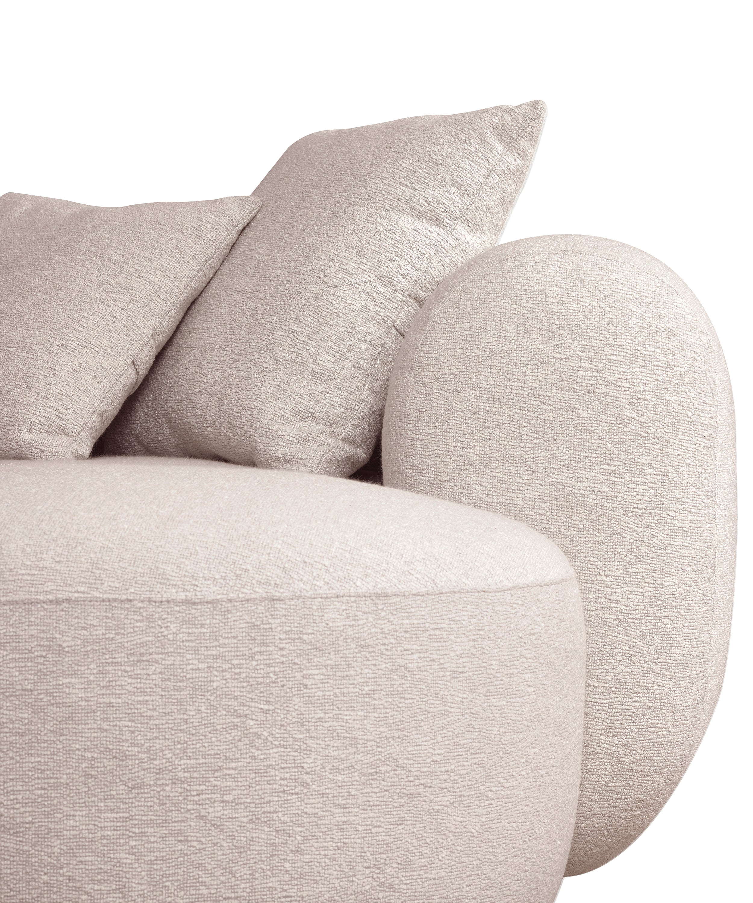 Modulares Ecksofa Baomi, großes L-förmiges Sofa mit Hocker, linksseitig, hellbeige Chenille