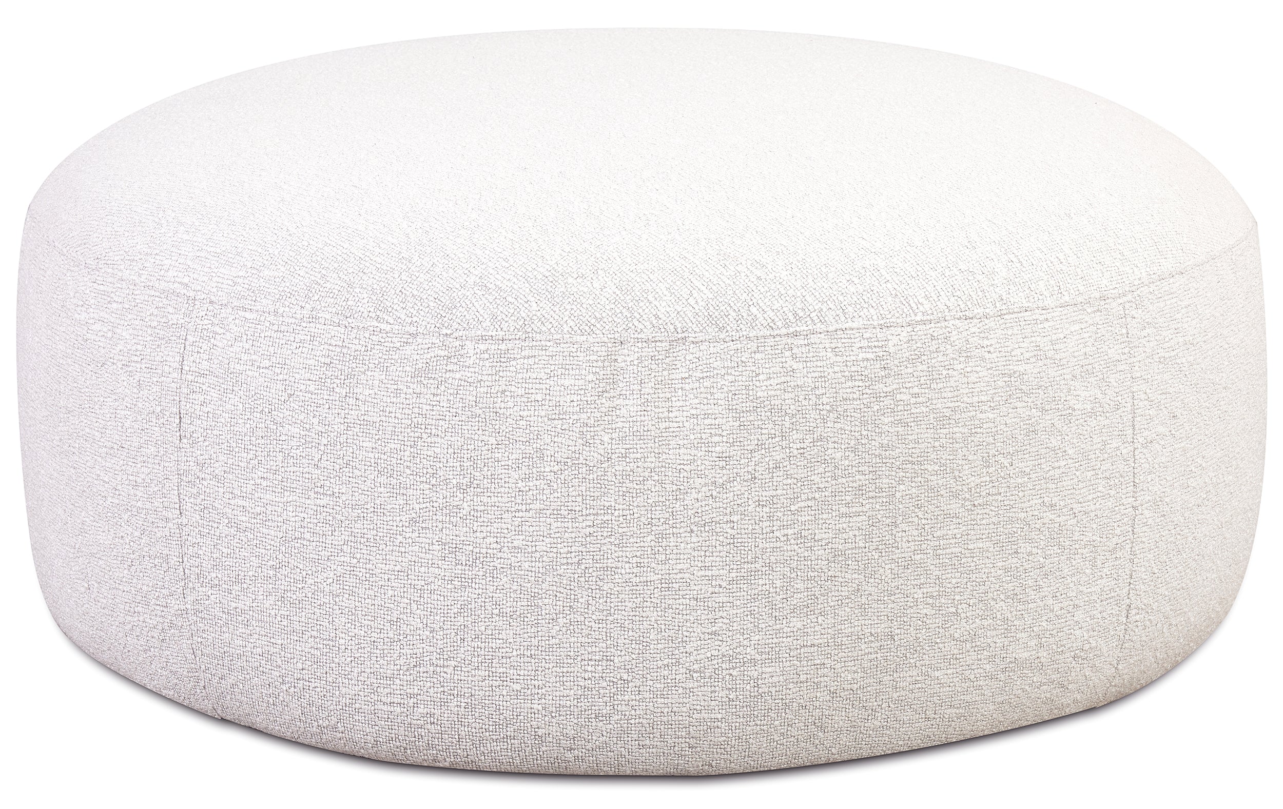 Modulares Ecksofa Baomi, großes L-förmiges, mit Pouf, rechtsseitig, grau-beige Chenille