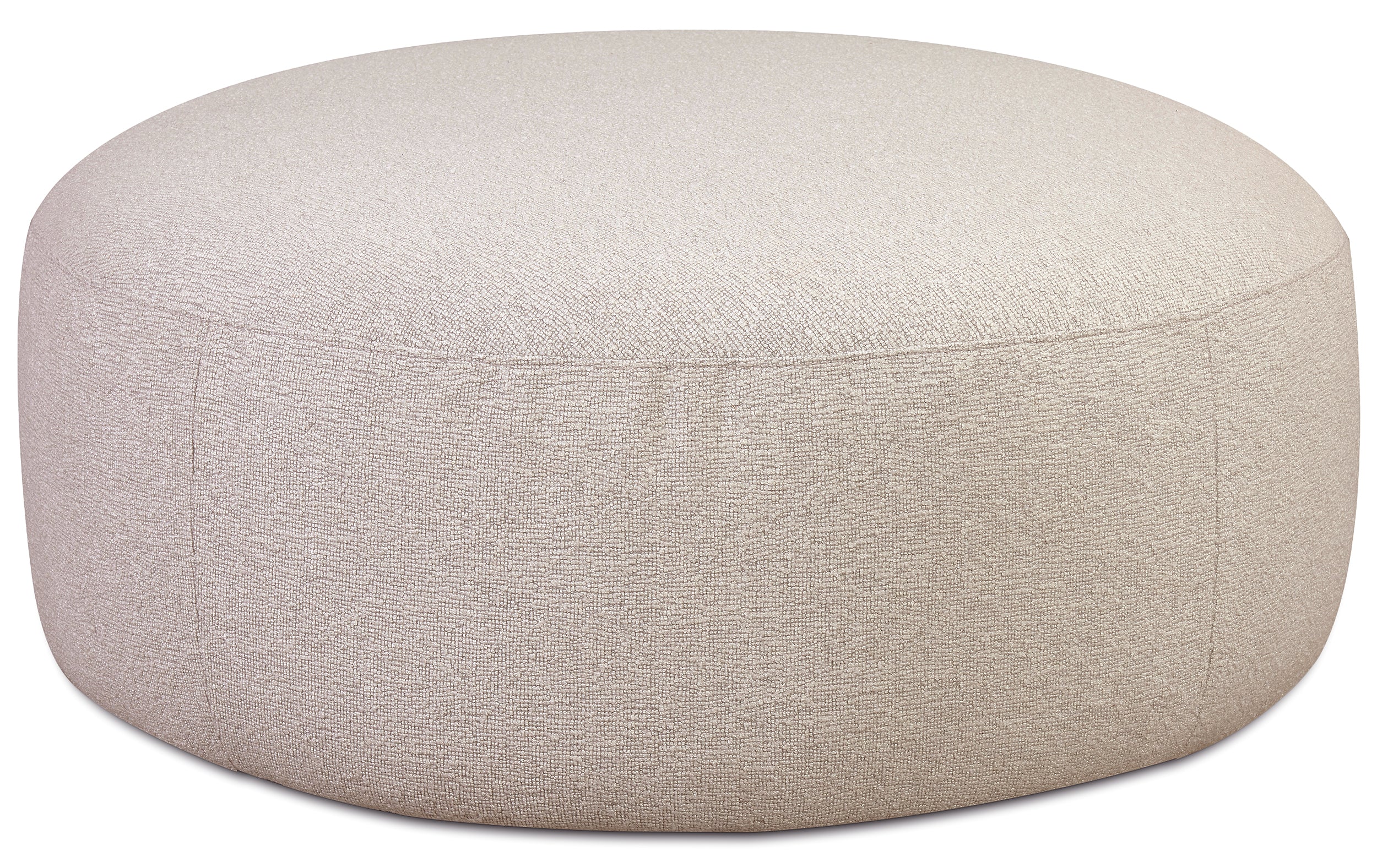 Modulares Ecksofa Baomi, großes L-förmiges Sofa mit Hocker, linksseitig, hellbeige Chenille