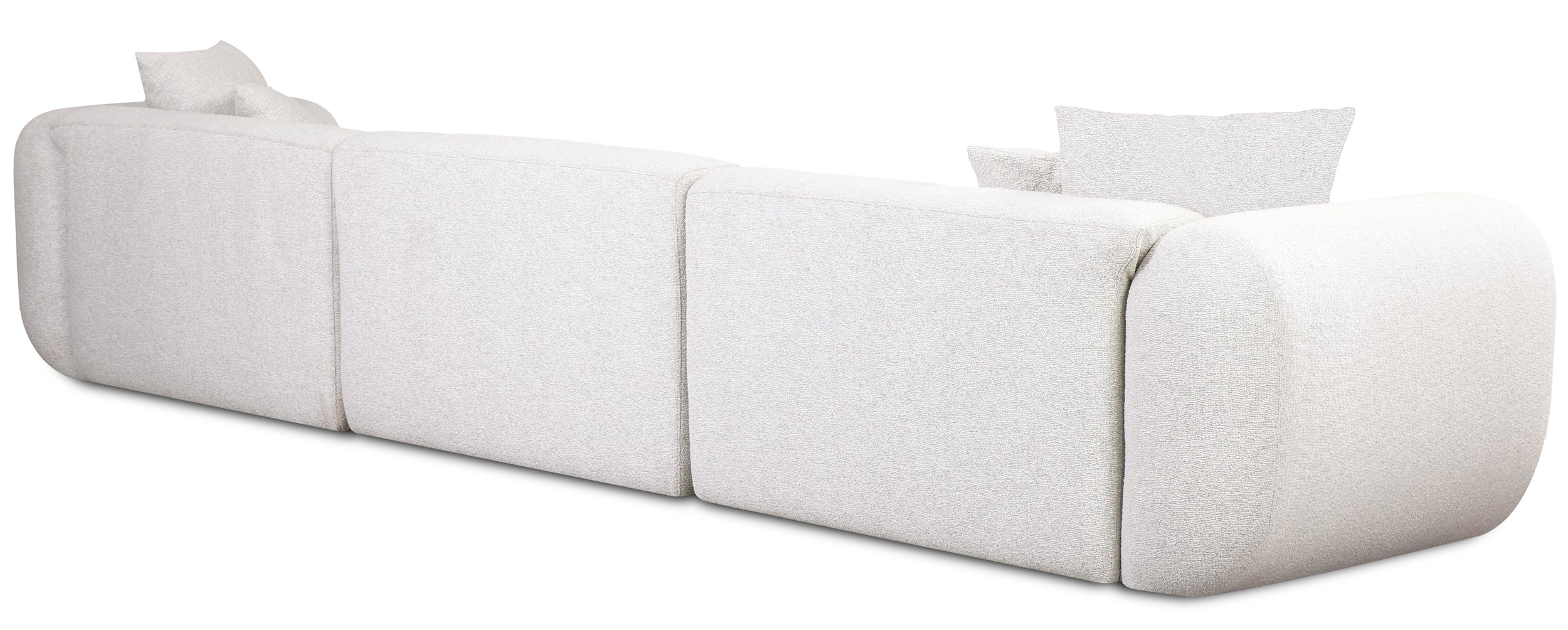 Modulare Eckcouch Baomi, groß, L-förmig, linksseitig, grau-beige Chenille