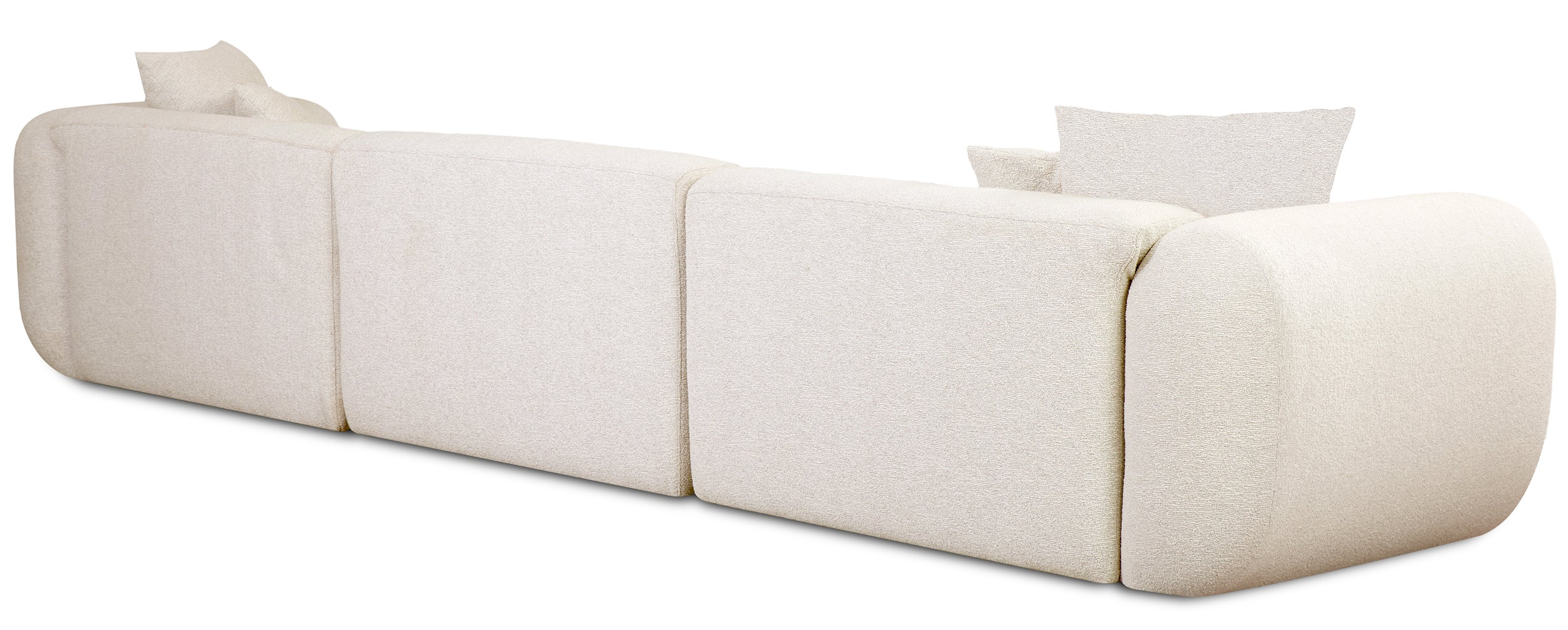 Modulares Ecksofa Baomi L-förmig groß linksseitig cremefarben Chenille
