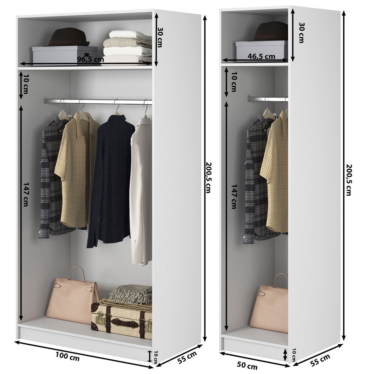 Kaspe Kleiderschrank mit zwei Stangen 150 cm Weiß – Selsey EU