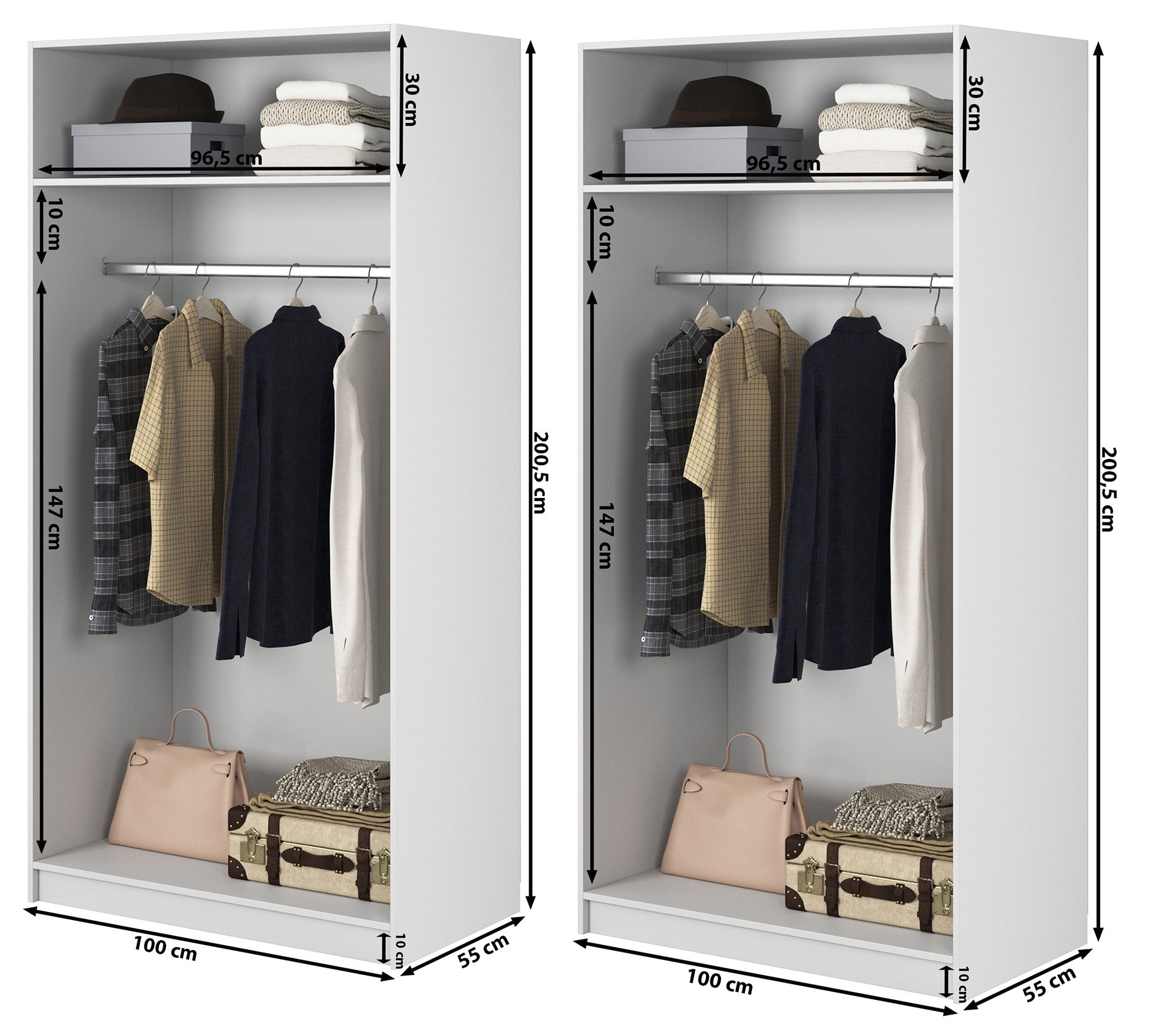 Kaspe Garderobe mit zwei Stangen 200 cm Weiß