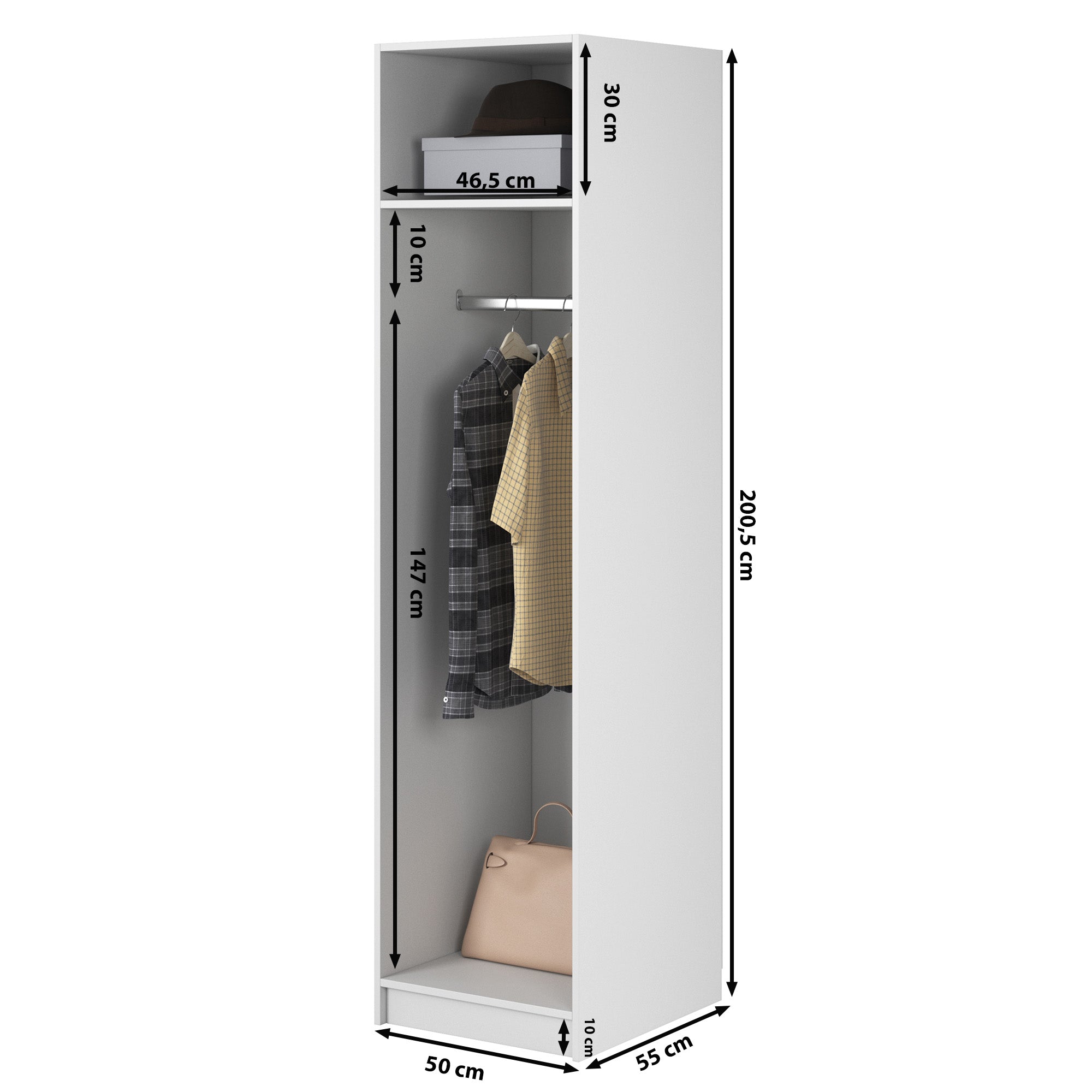 Kaspe Garderobe mit 50 cm Stange Weiß