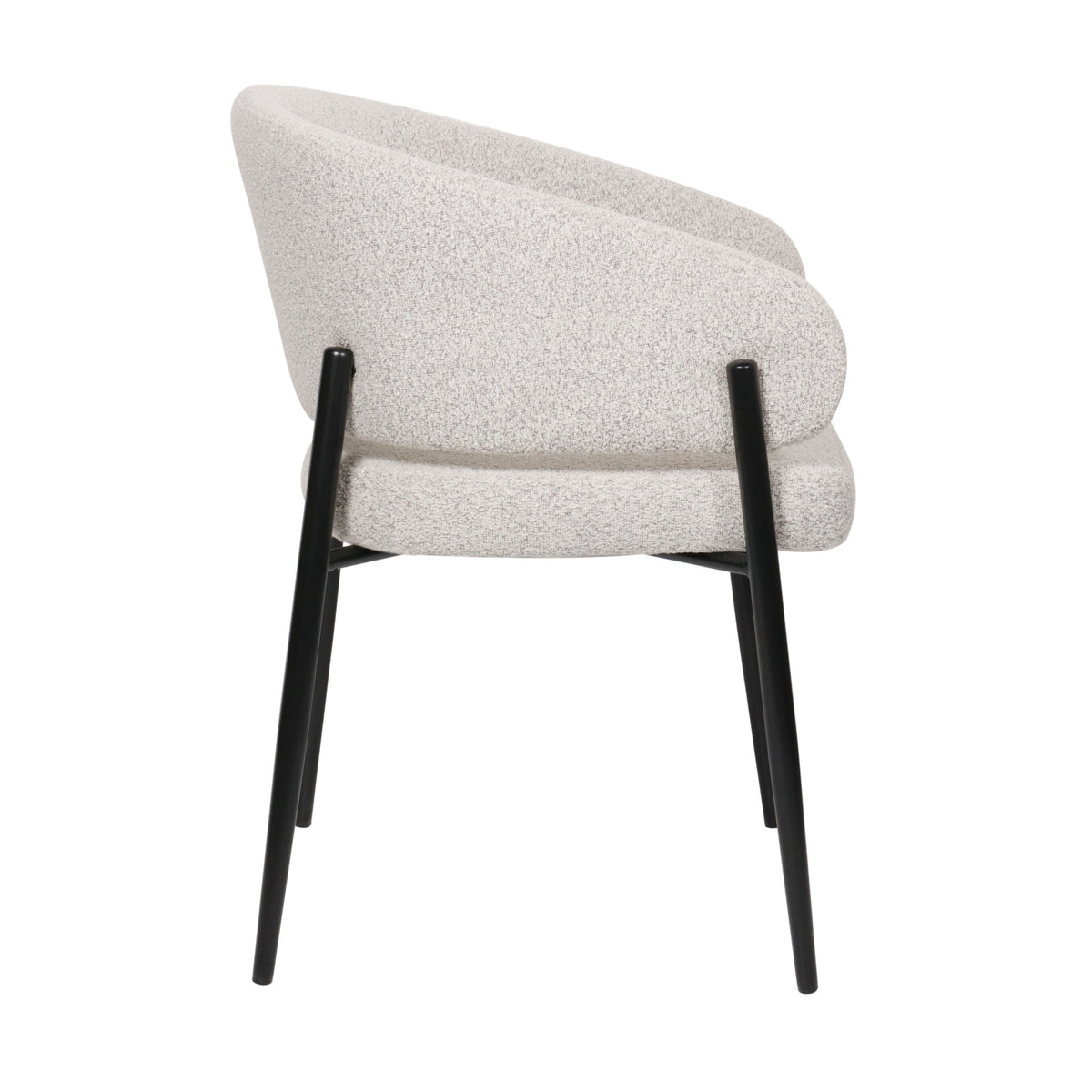 Gepolsterter Resilly-Stuhl aus Bouclé-Stoff in Grau-Beige / schwarze Beine