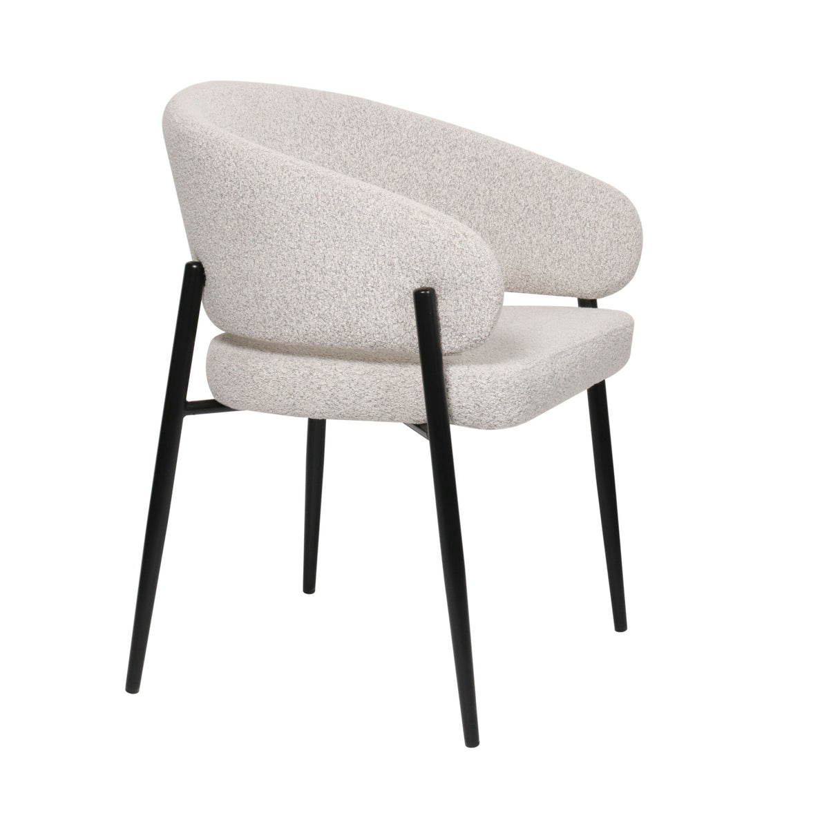 Gepolsterter Resilly-Stuhl aus Bouclé-Stoff in Grau-Beige / schwarze Beine