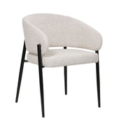 Gepolsterter Resilly-Stuhl aus Bouclé-Stoff in Grau-Beige / schwarze Beine