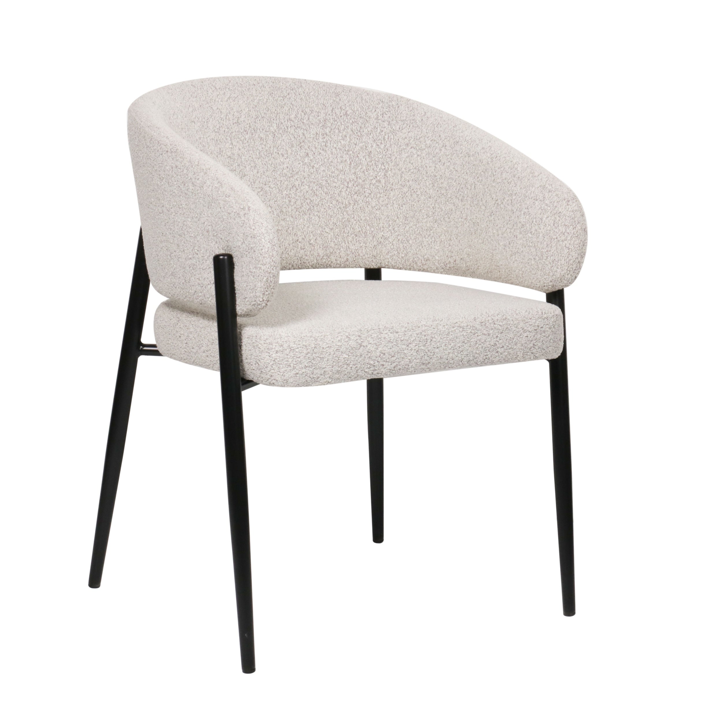 Gepolsterter Resilly-Stuhl aus Bouclé-Stoff in Grau-Beige / schwarze Beine