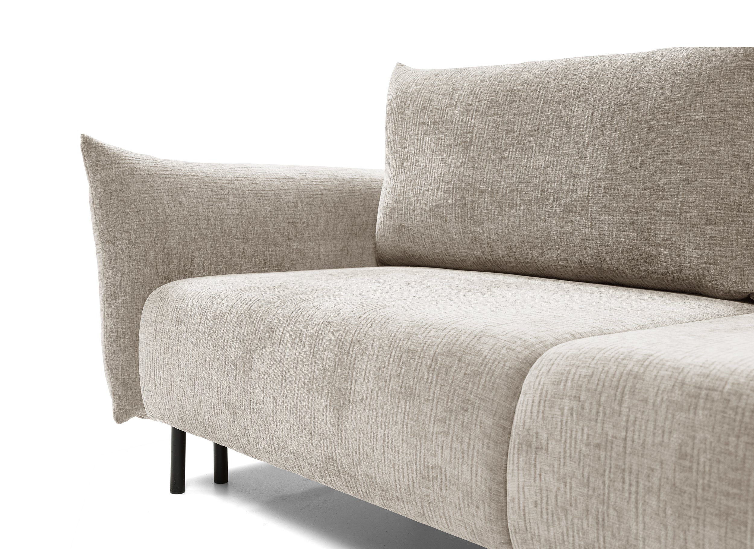 Dreisitziges ausklappbares Sofa Candeiro mit Stauraum, beige Chenille