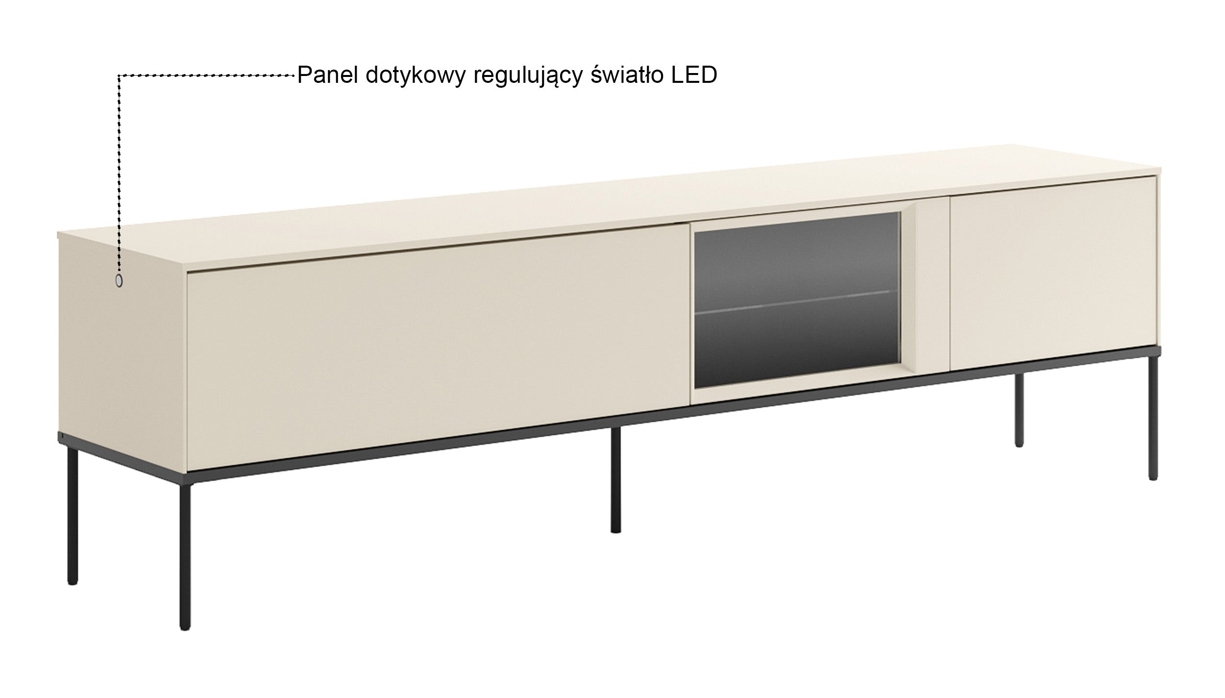 TV-Schrank Bellezo mit LED-Vitrine 196 cm cremefarben