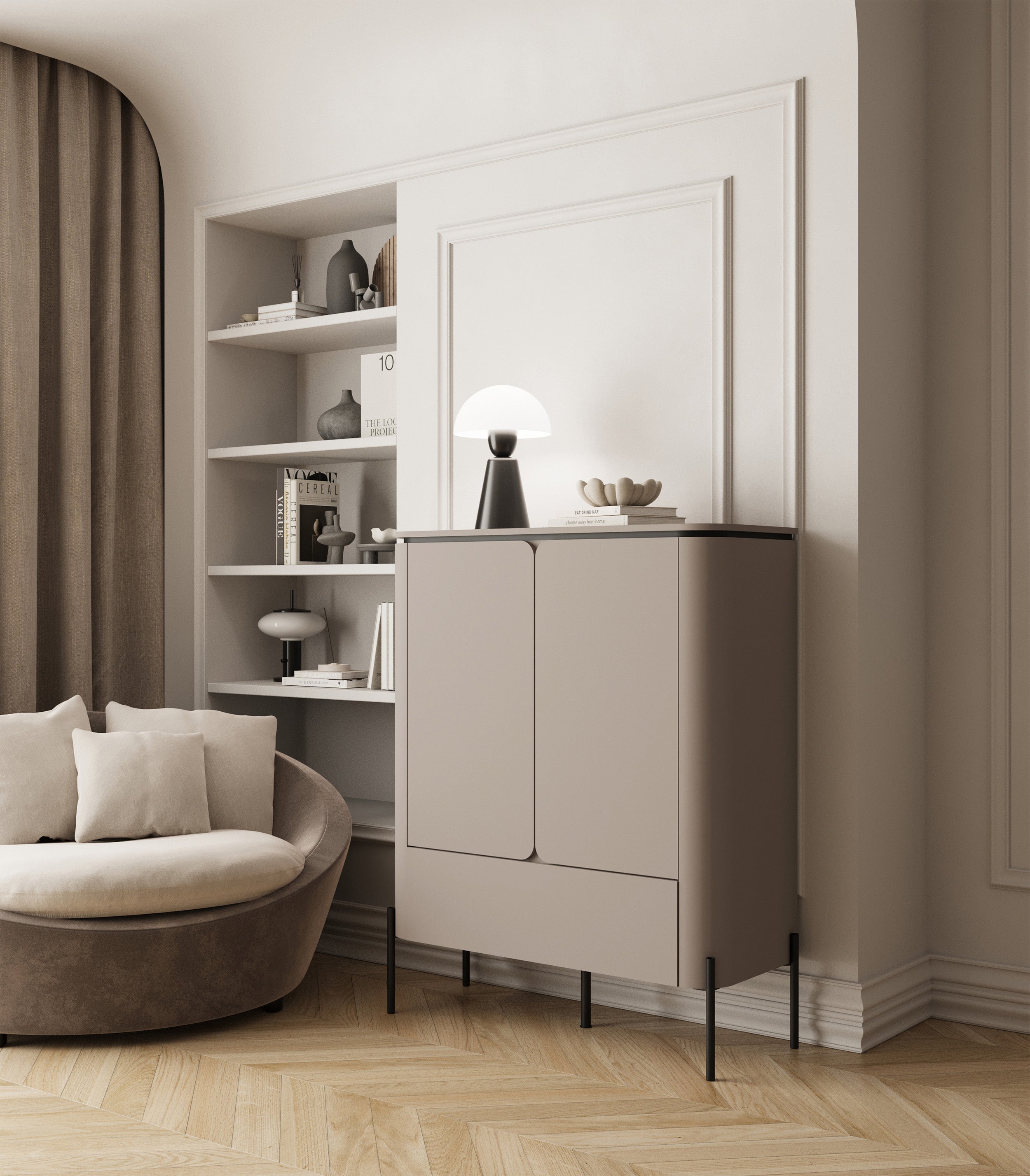 Zweitrürige Kommode Calderis mit Schublade 98 cm congo