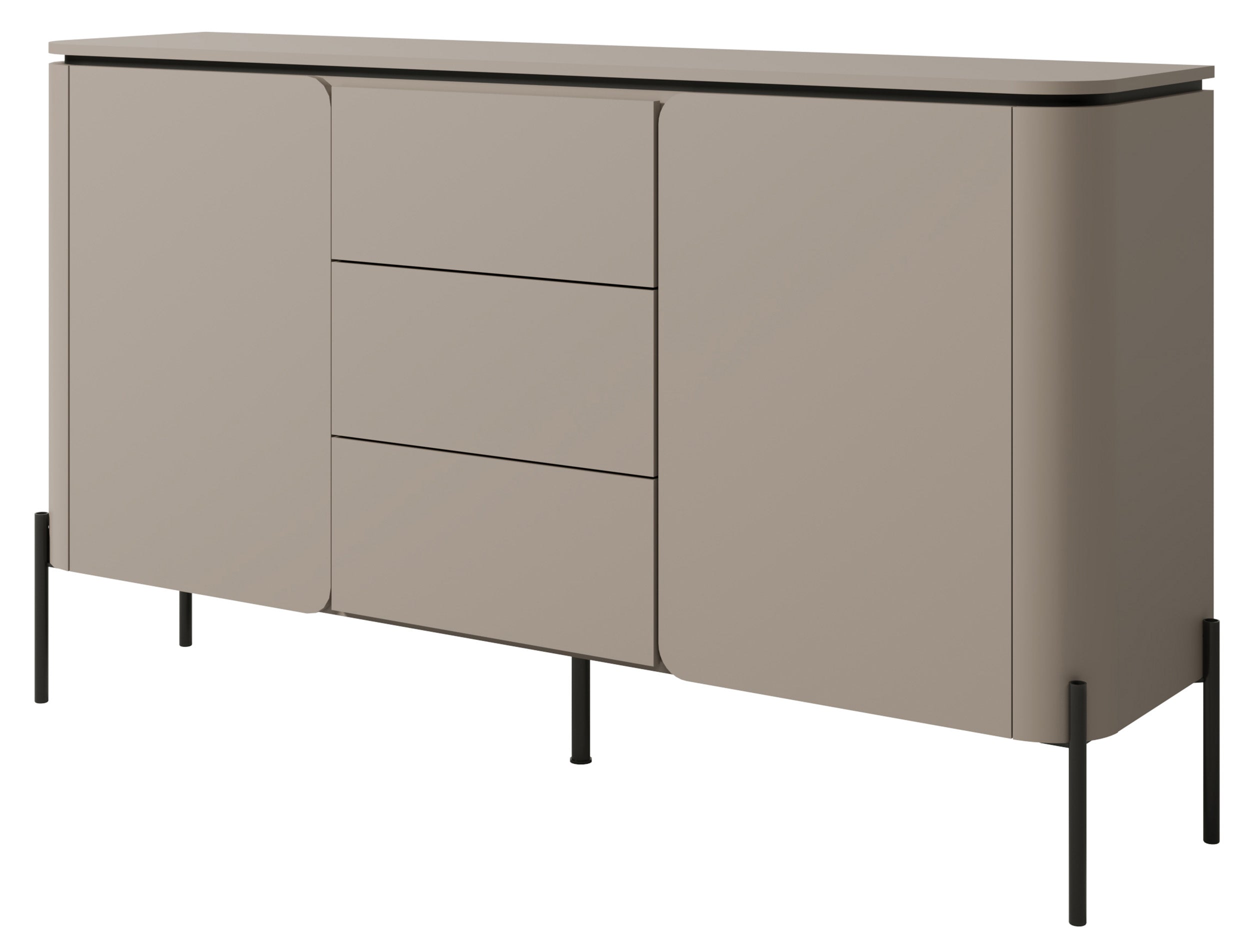 Zweiturige Kommode Calderis mit drei Schubladen, 163 cm, Congo
