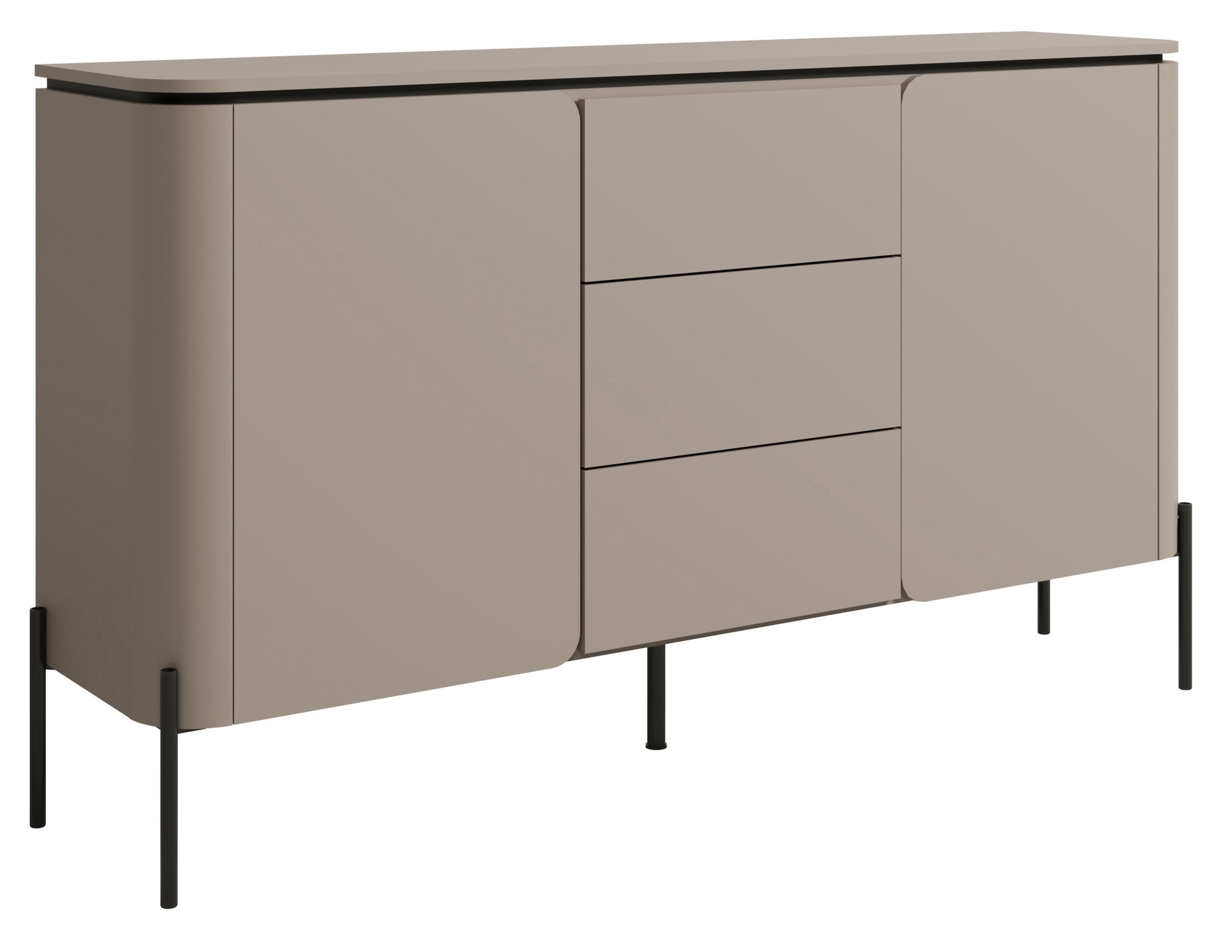 Zweiturige Kommode Calderis mit drei Schubladen, 163 cm, Congo