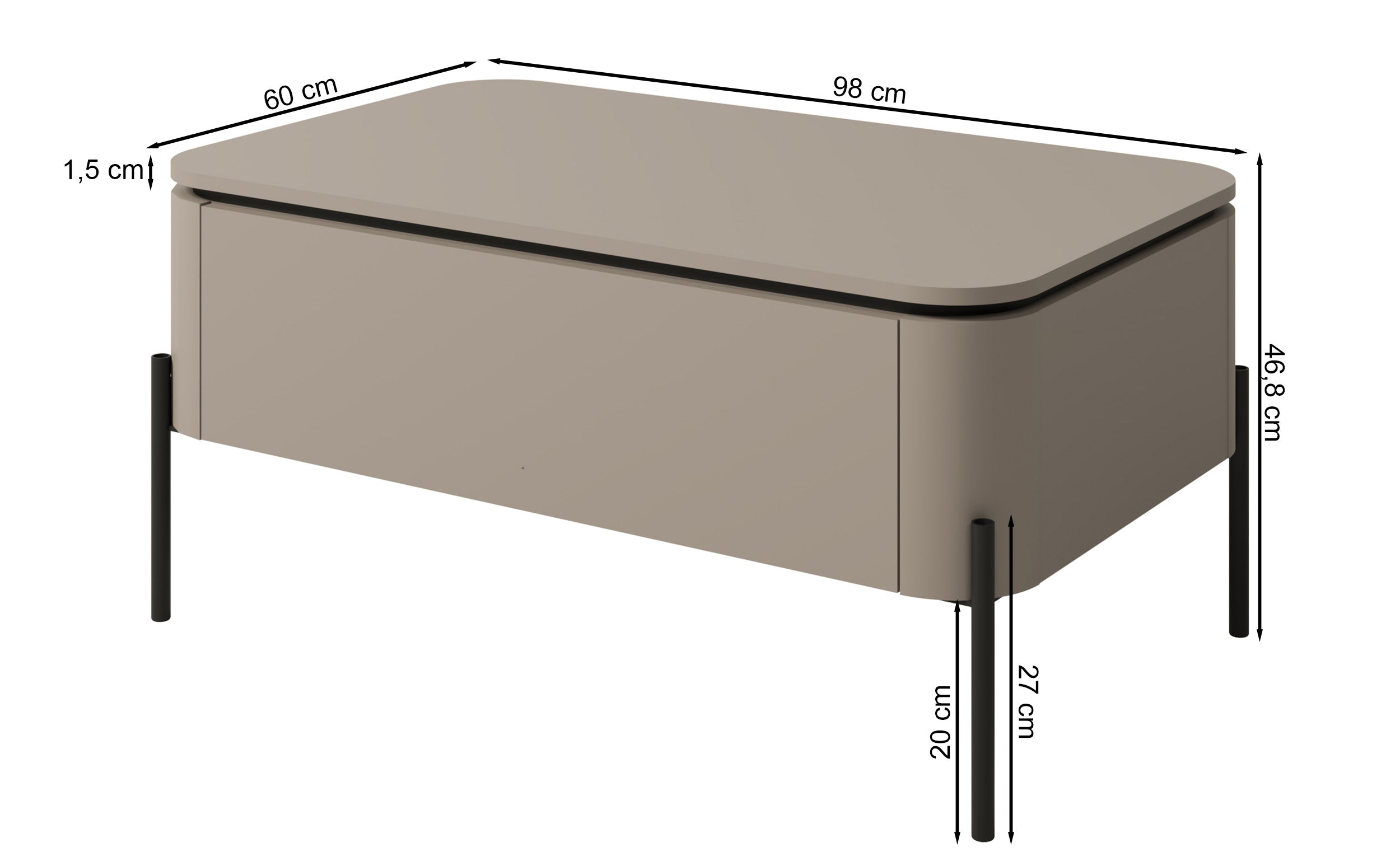 Calderis Couchtisch mit Schublade 98x60 cm Congo