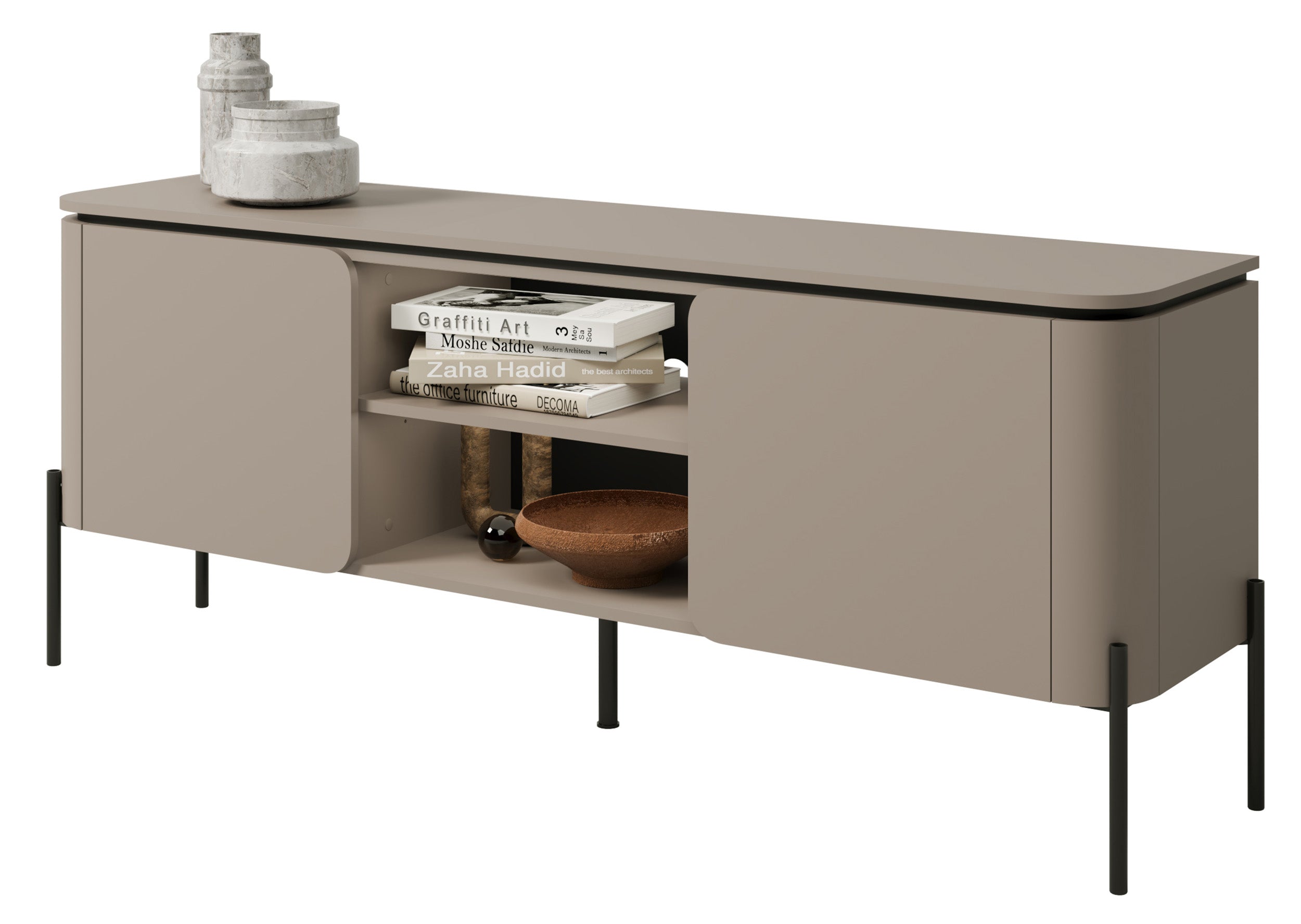 Calderis TV-Schrank mit zwei Türen und zwei Fächern, 163 cm, Congo