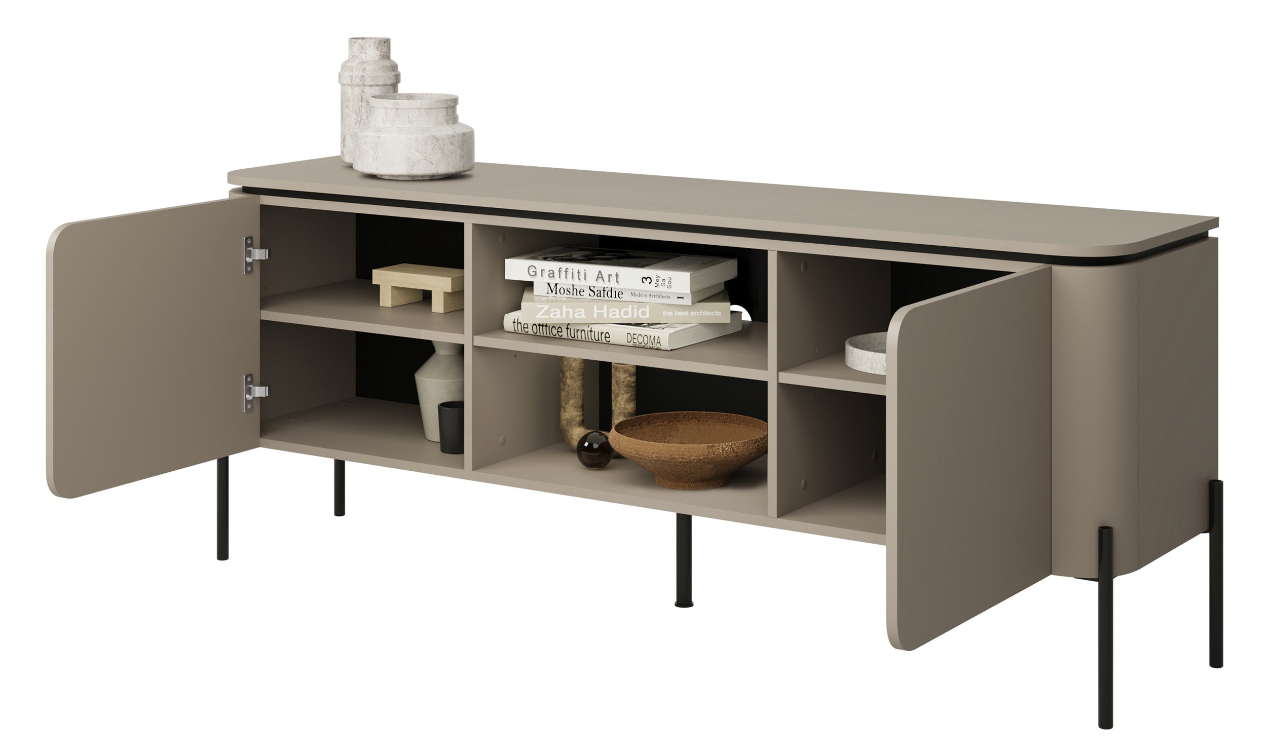 Calderis TV-Schrank mit zwei Türen und zwei Fächern, 163 cm, Congo